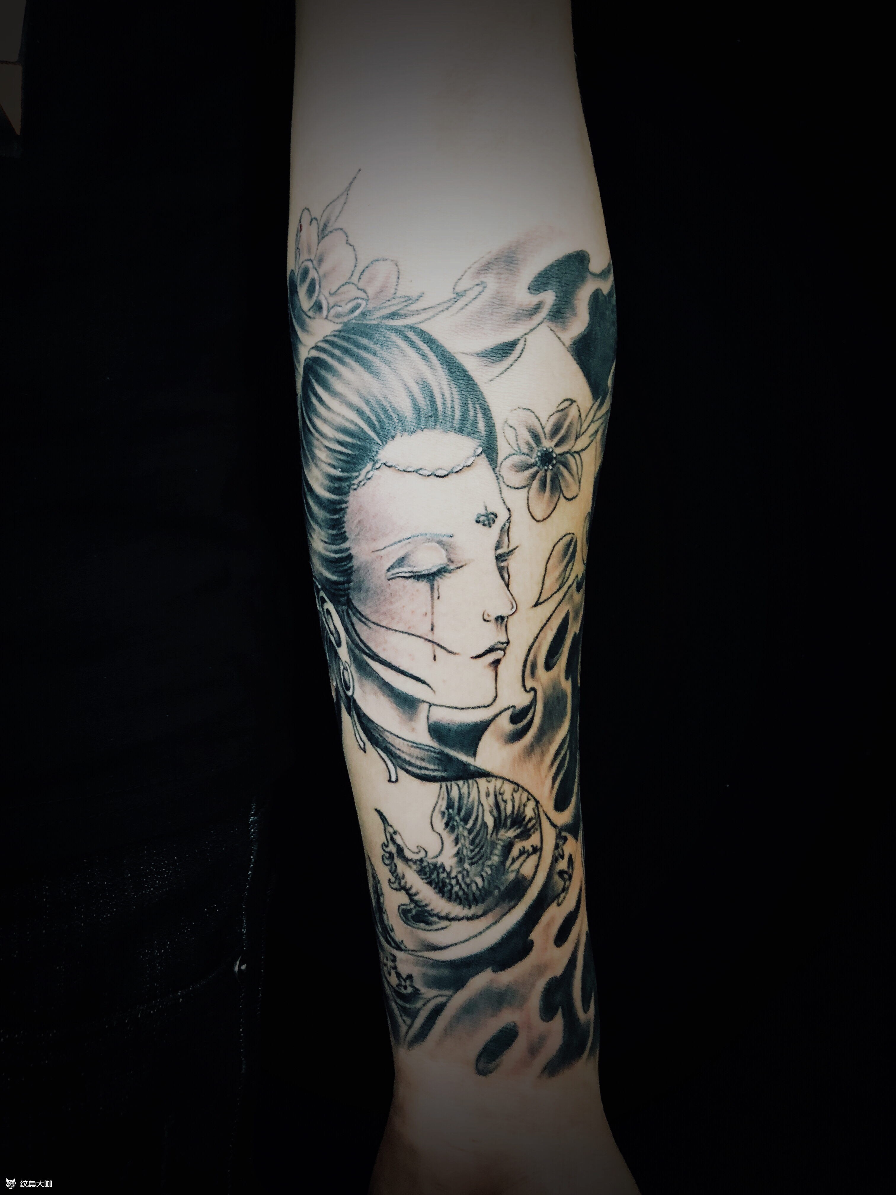 艺妓荷花_纹身图案手稿图片_墨魂道的纹身作品集