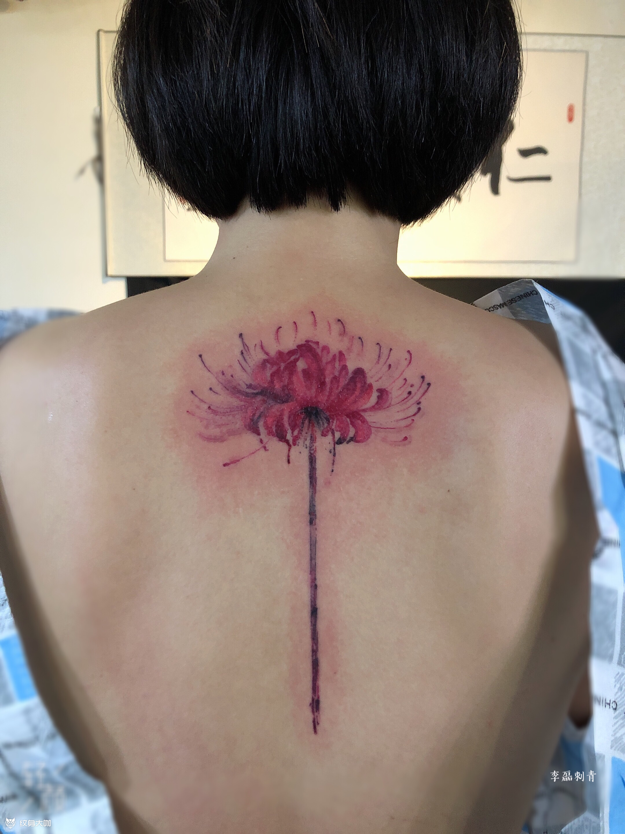 脊柱彼岸花_纹身图案手稿图片_李磊的纹身作品集