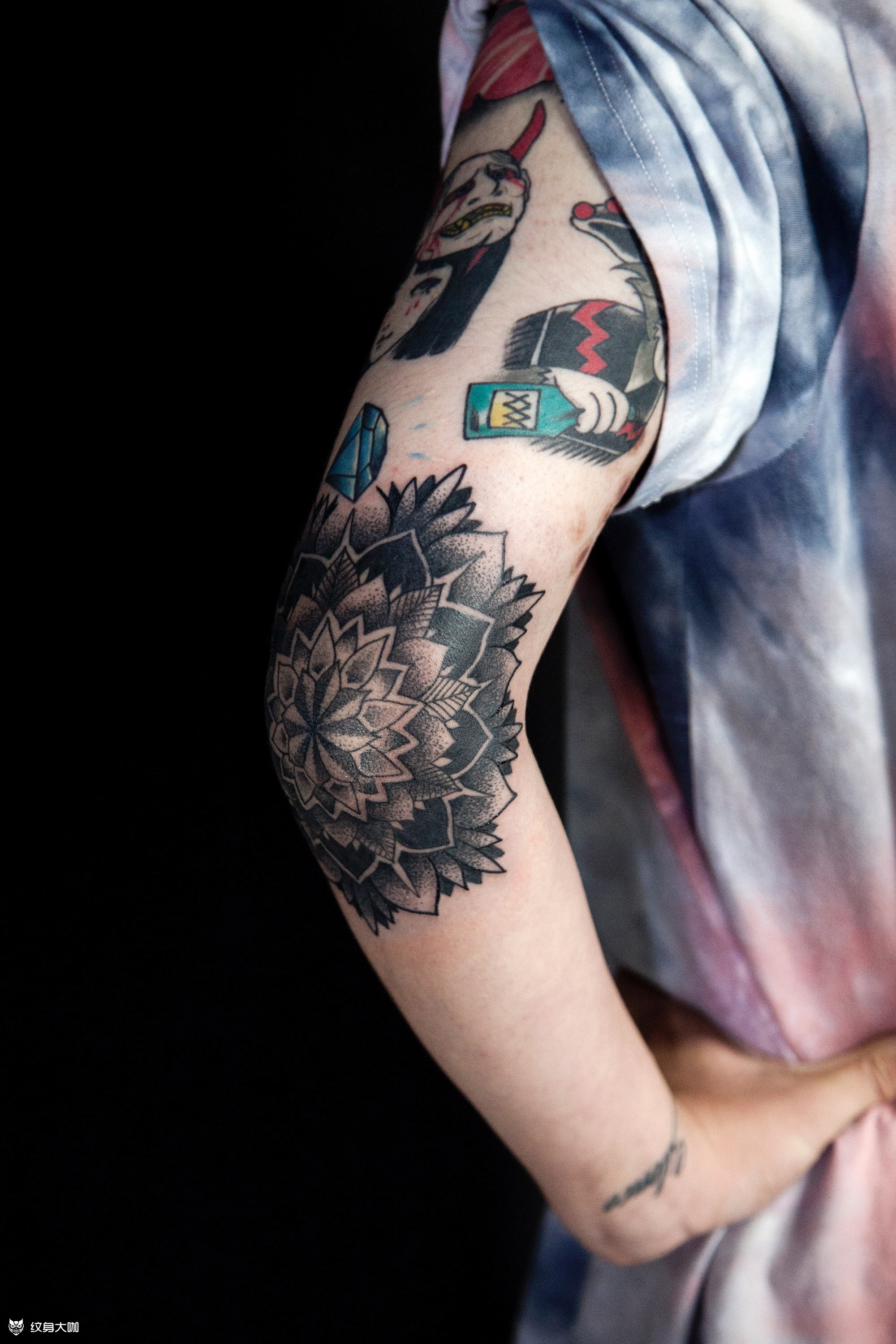 肘部曼陀罗_纹身图案手稿图片_浩然的纹身作品集