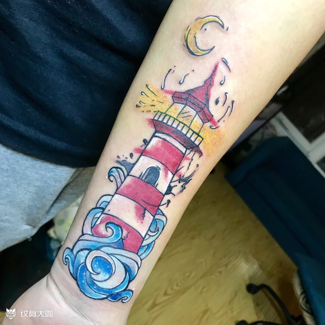 灯塔_纹身图案手稿图片_大宝的纹身作品集