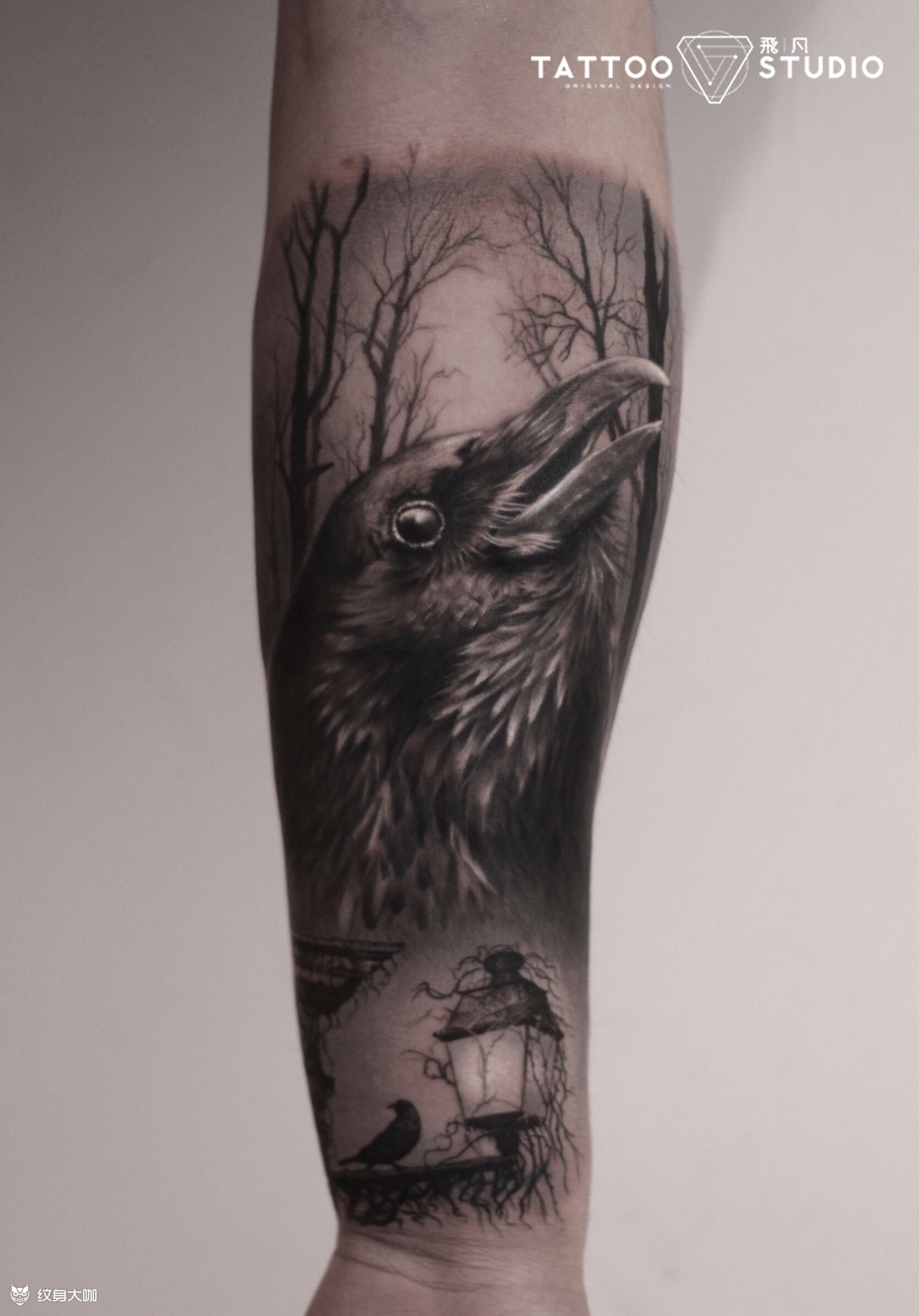 乌鸦_纹身图案手稿图片_俊义的纹身作品集