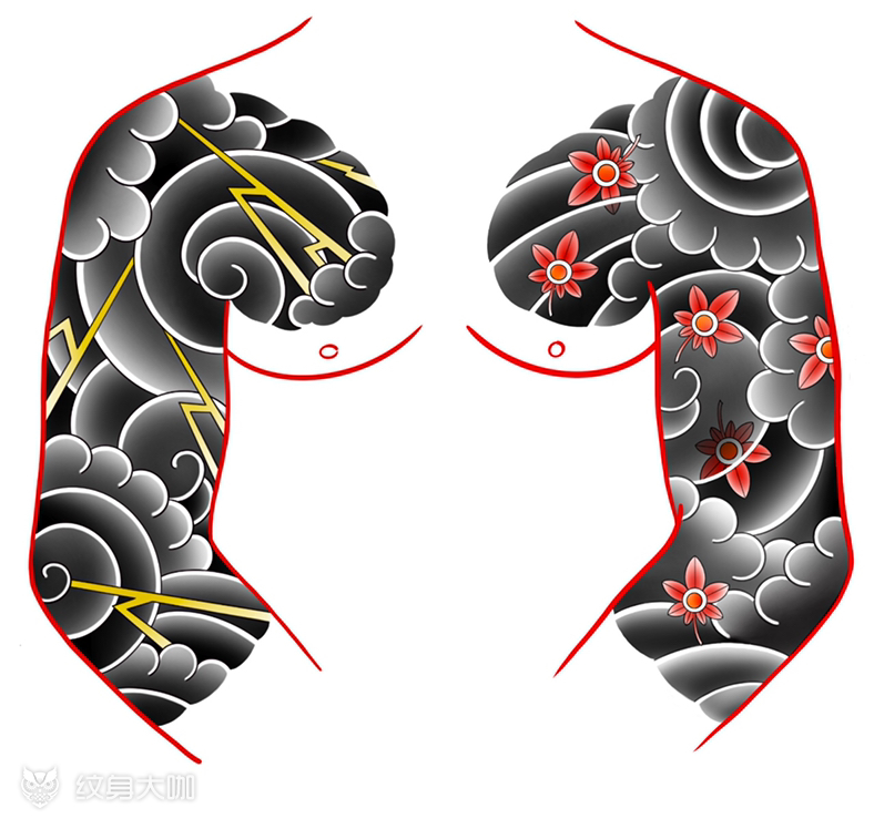 七分胸甲_纹身图案手稿图片_-峥的纹身作品集