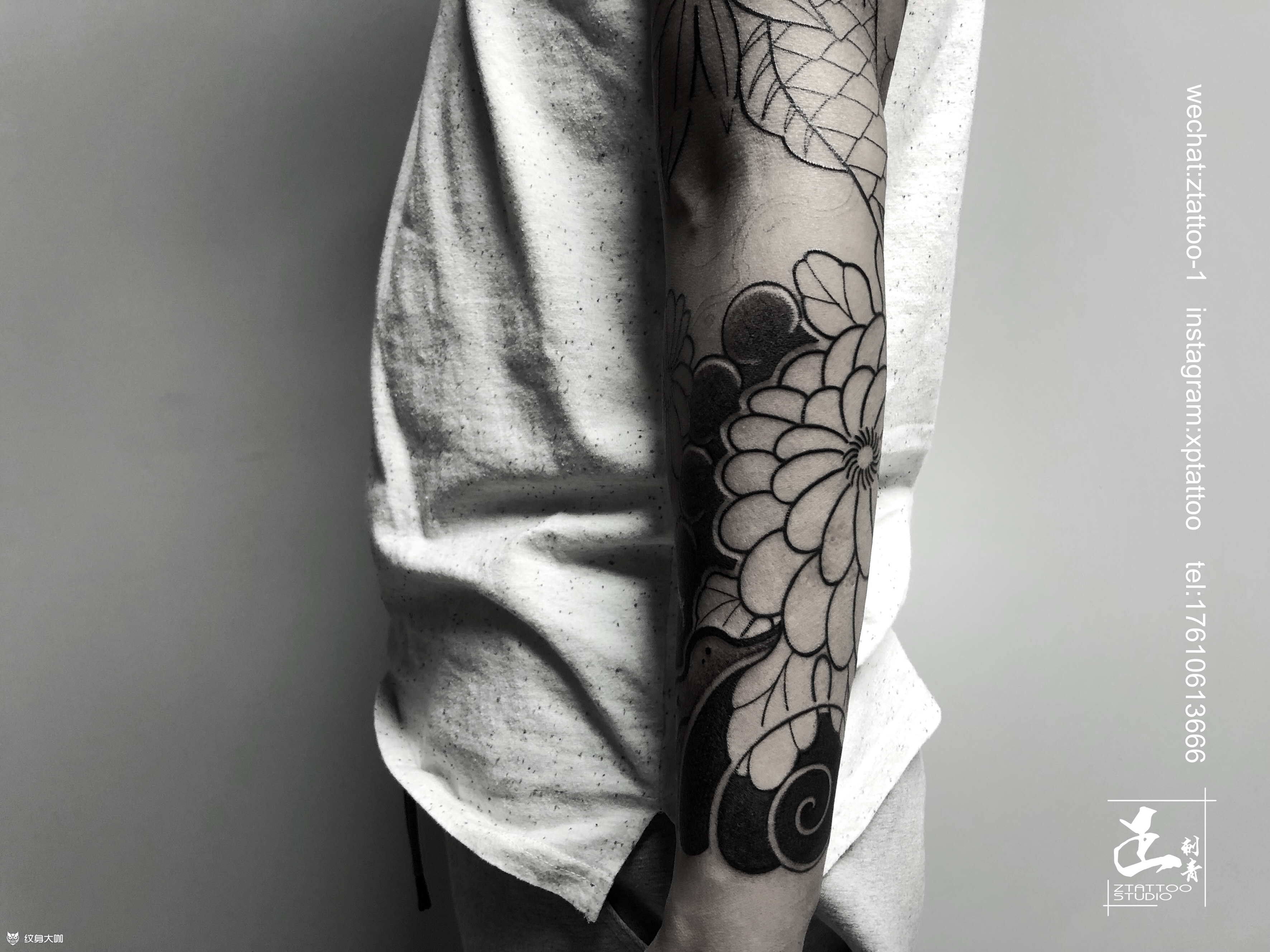 日式花臂_纹身图案手稿图片_晓鹏的纹身作品集