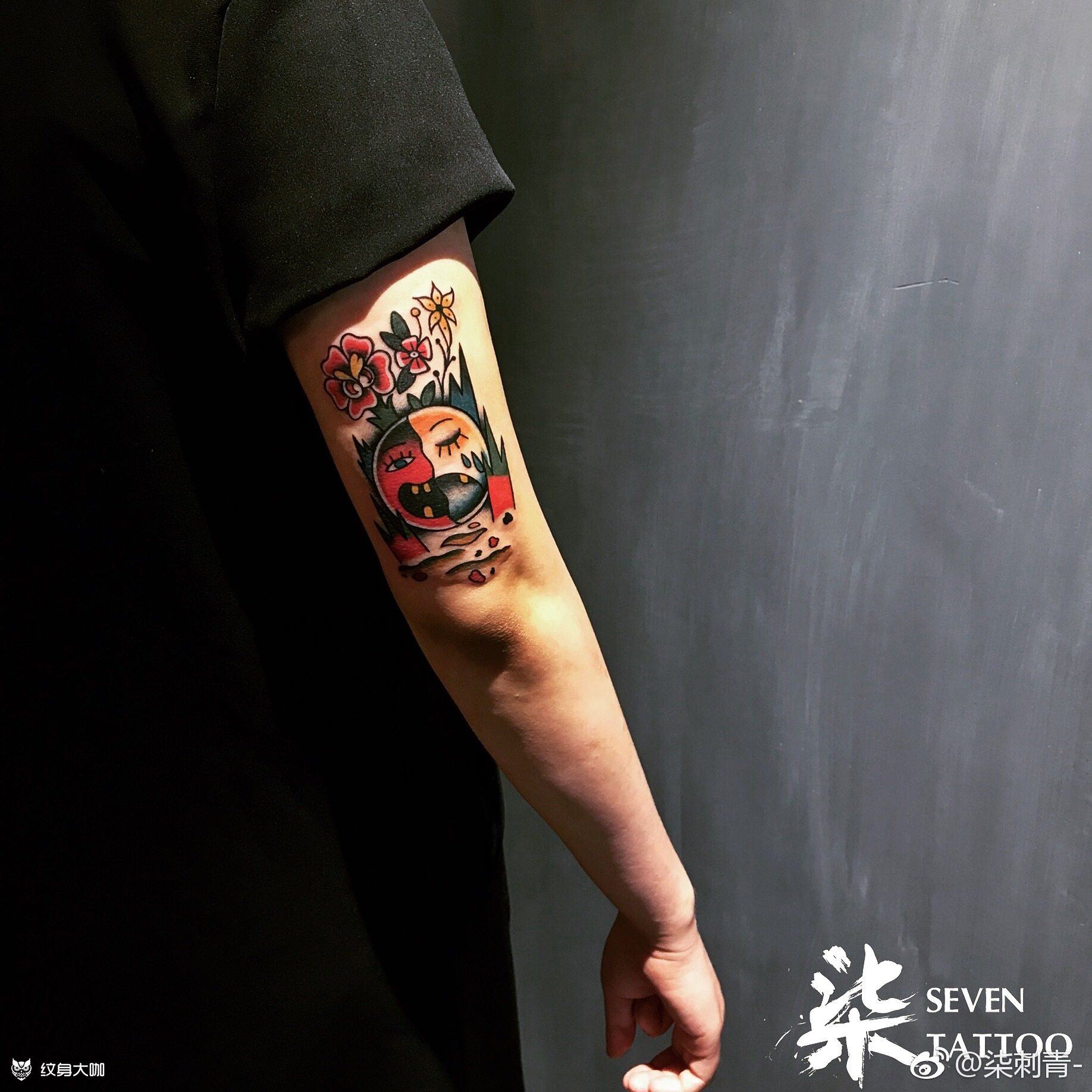 食人花_纹身图案手稿图片_max-柒的纹身作品集