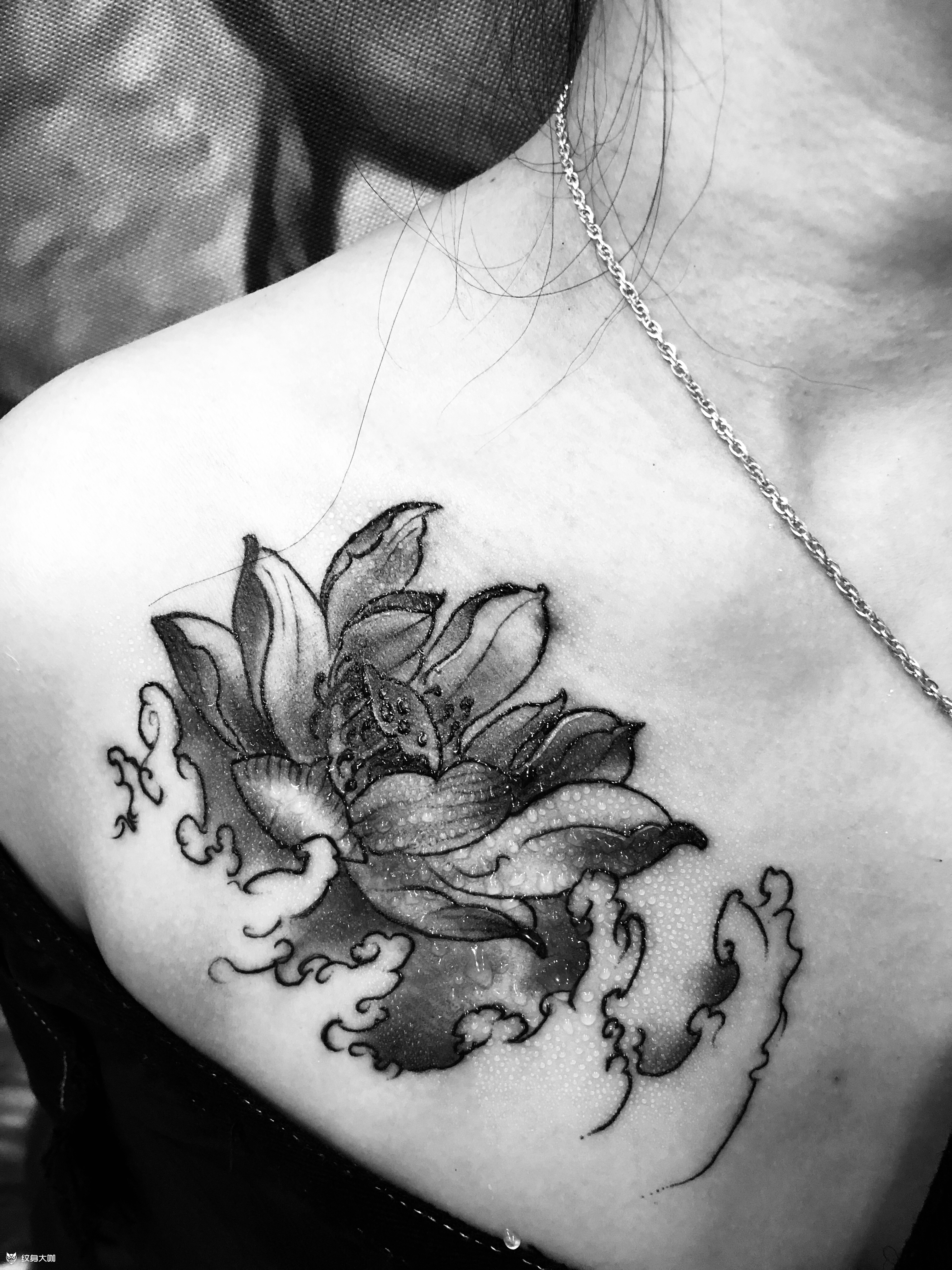 荷花_纹身图案手稿图片_小伟的纹身作品集