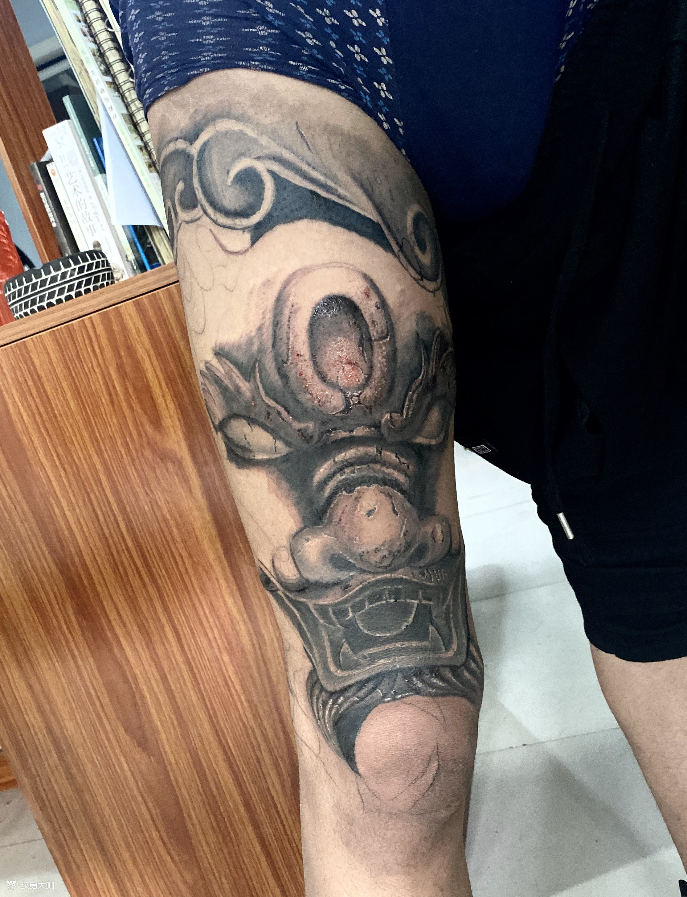 花腿石雕_纹身图案手稿图片_和舟的纹身作品集