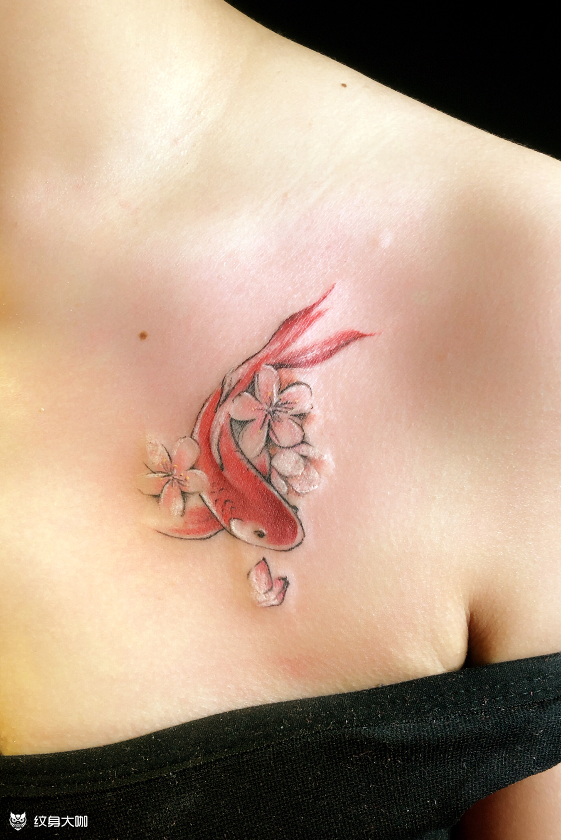 桃花小鲤鱼 招财招桃花,哈哈_纹身图案手稿图片_华子的纹身作品集
