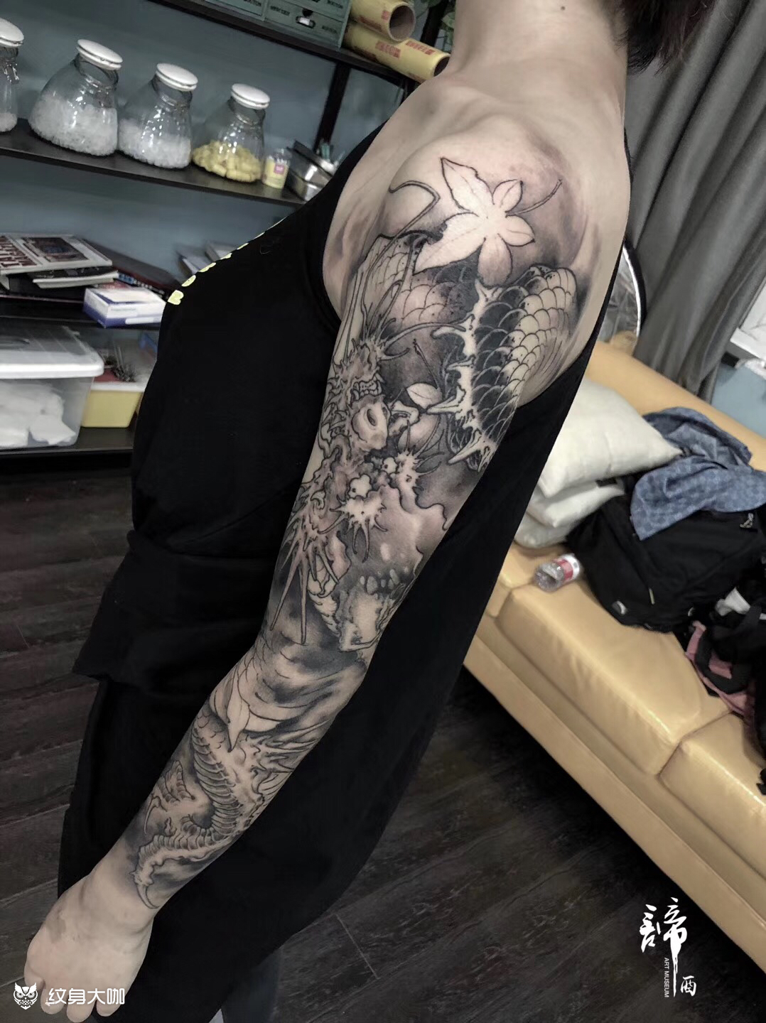 新传统龙花臂_纹身图案手稿图片_苏州谛酉小贤的纹身作品集