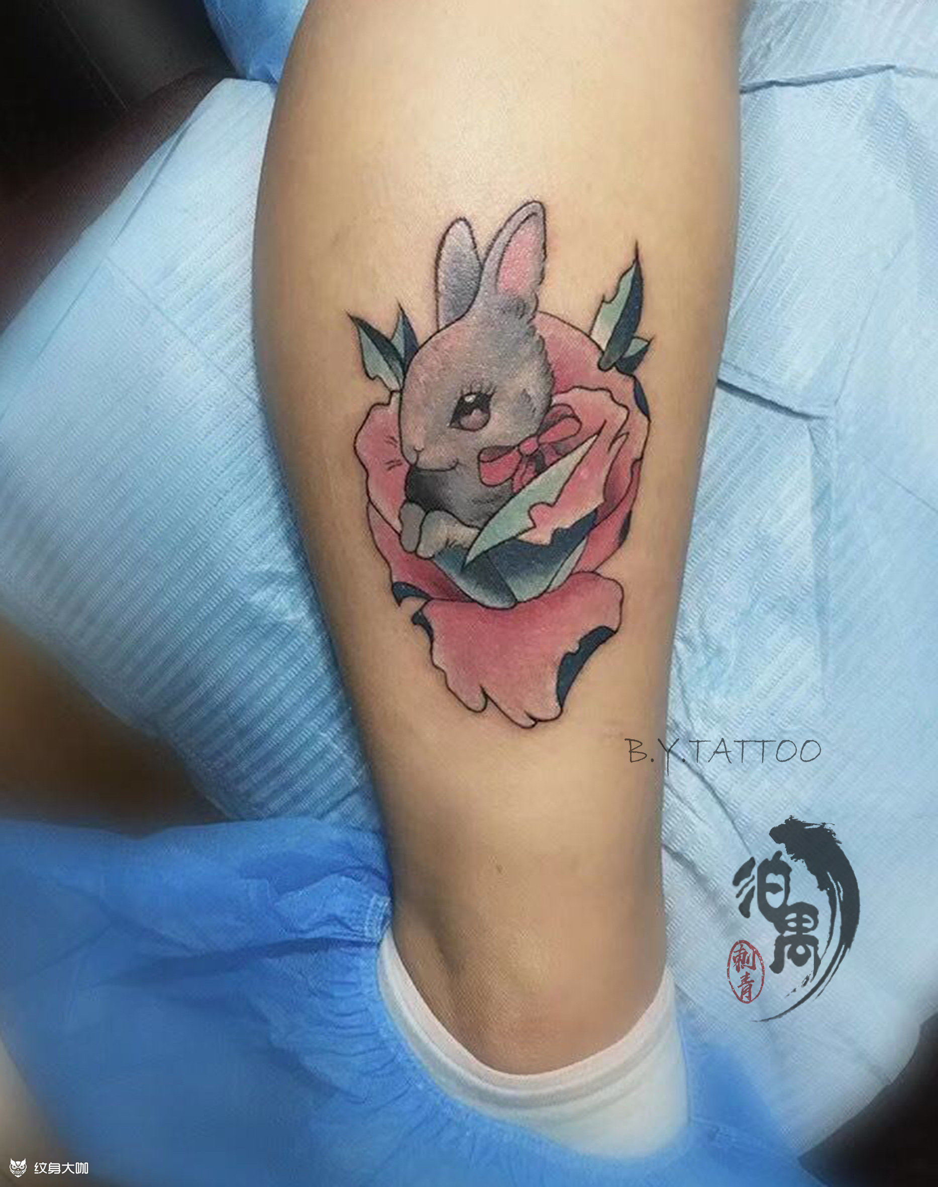 腿部卡通兔子_纹身图案手稿图片_麦子的纹身作品集
