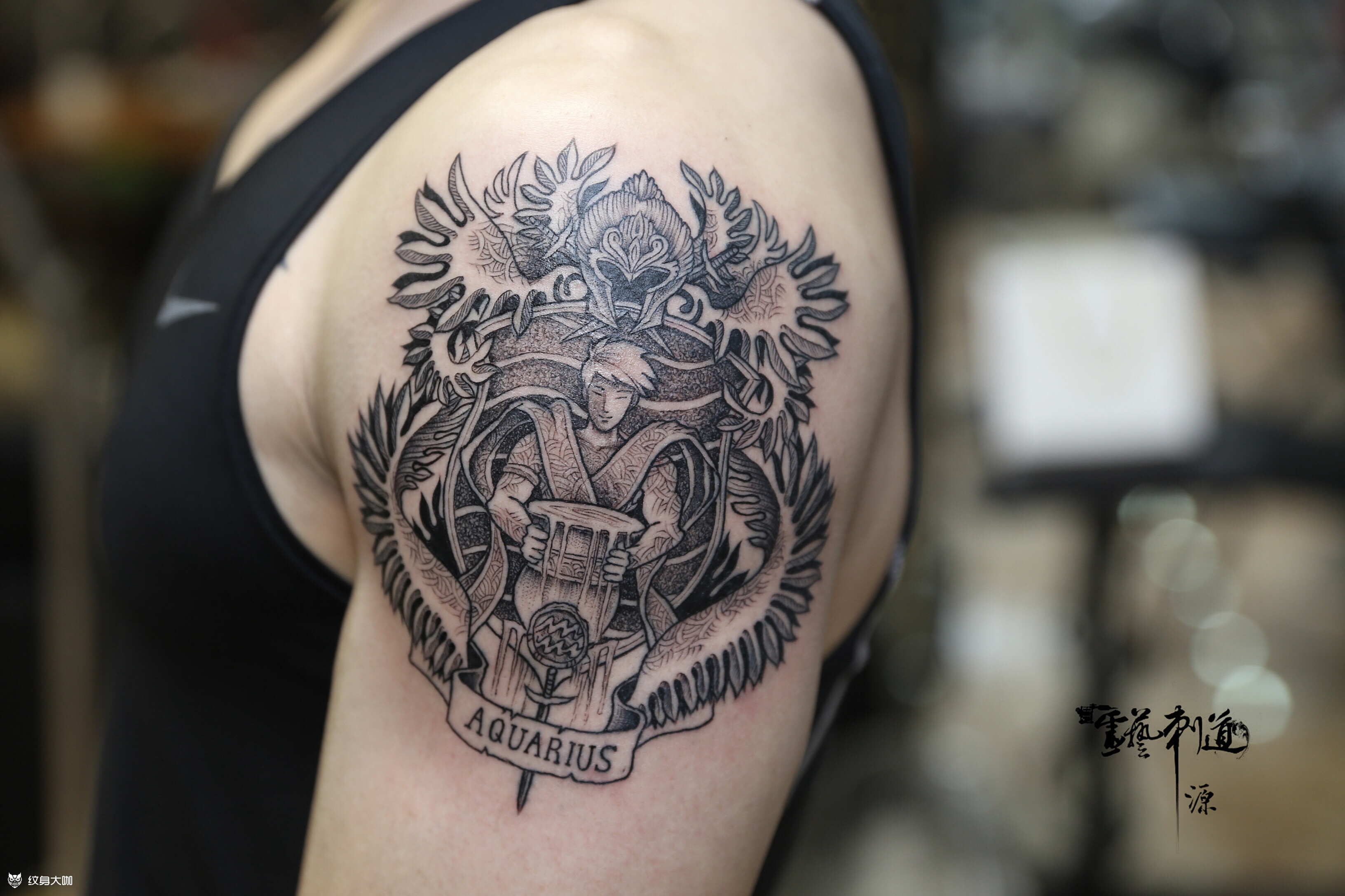 点刺水瓶座7415_纹身图案手稿图片_faceless ink黄子源的纹身作品