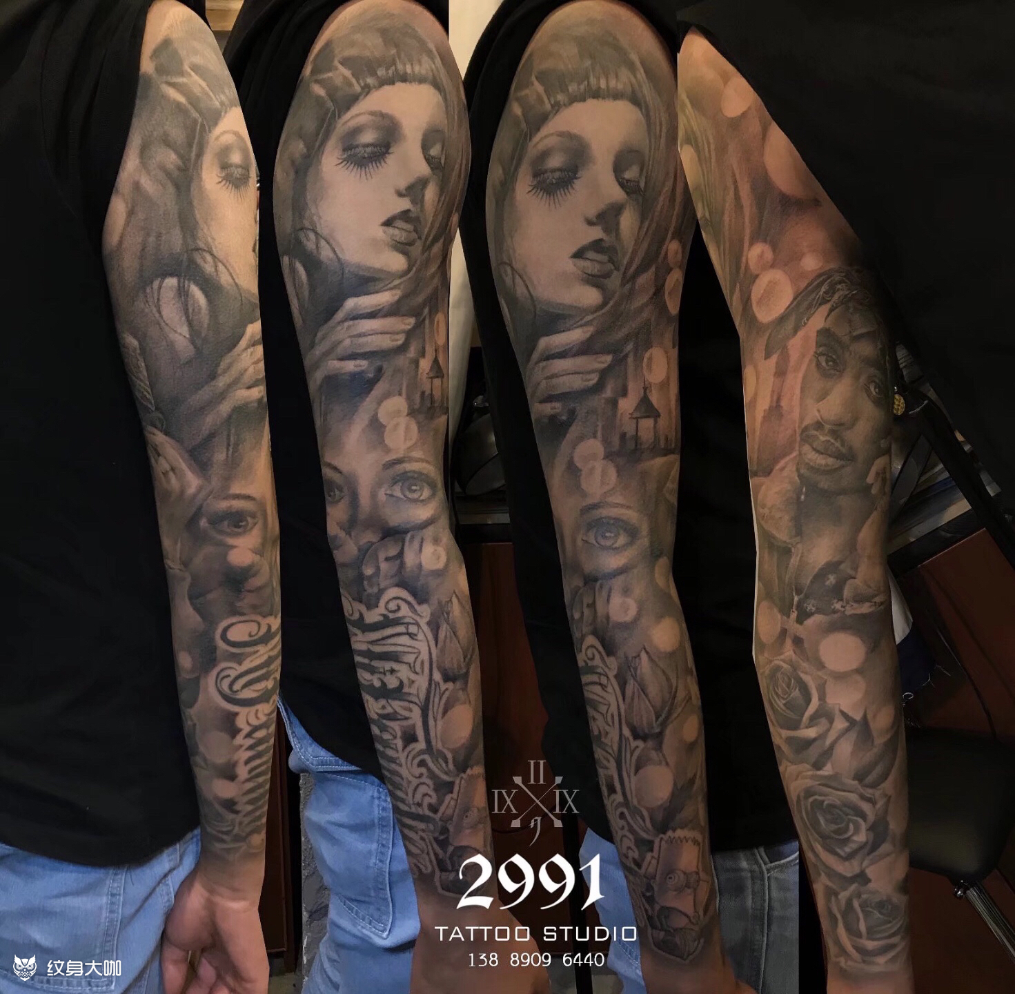 肖像写实花臂2991刺青
