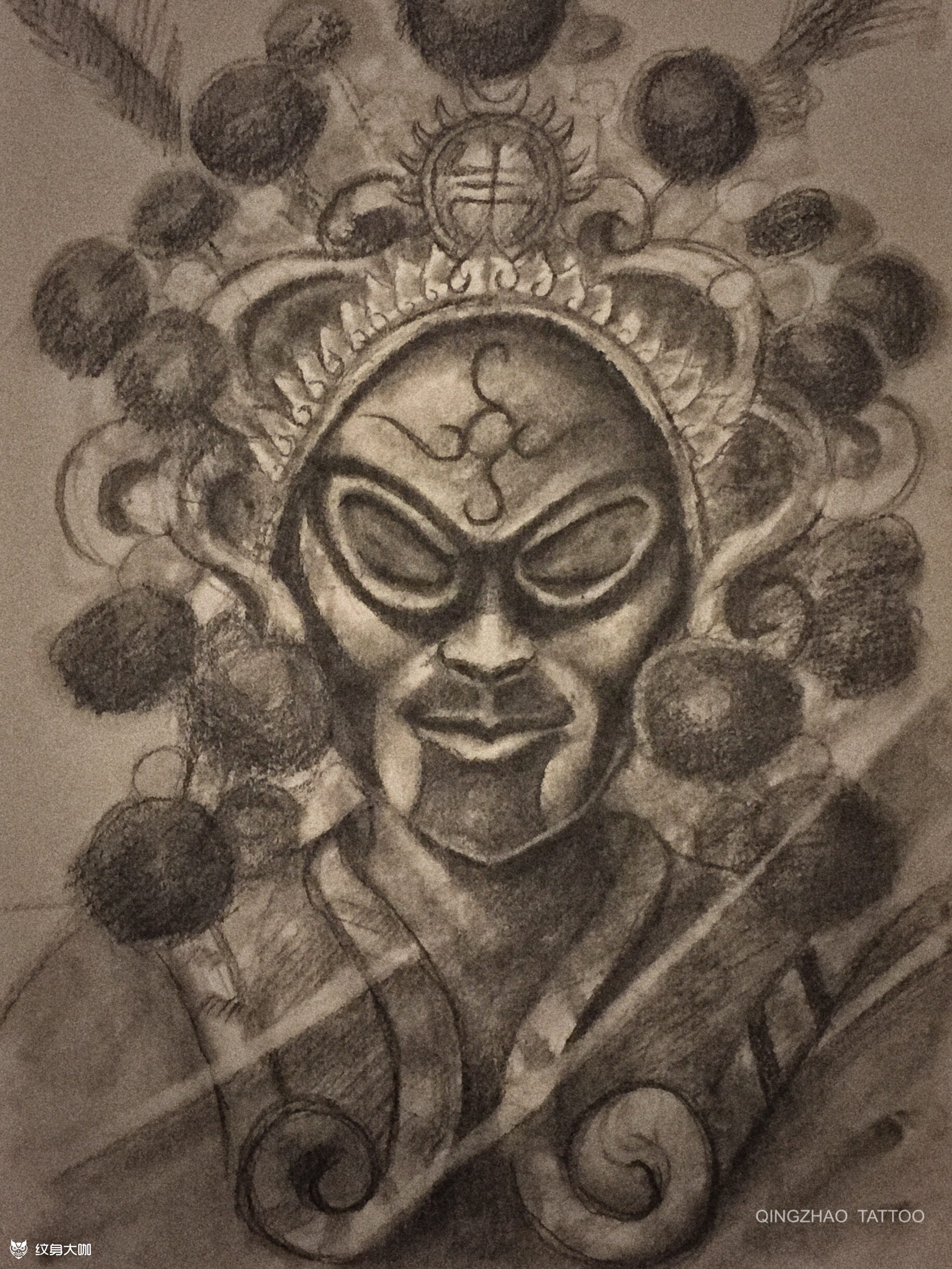 孙悟空脸谱_纹身图案手稿图片_成臣的纹身作品集