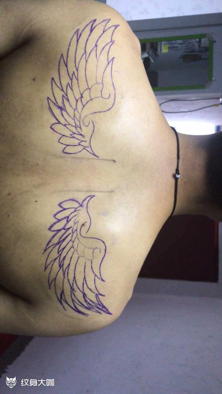 翅膀_纹身图案手稿图片_吕晓亮的纹身作品集