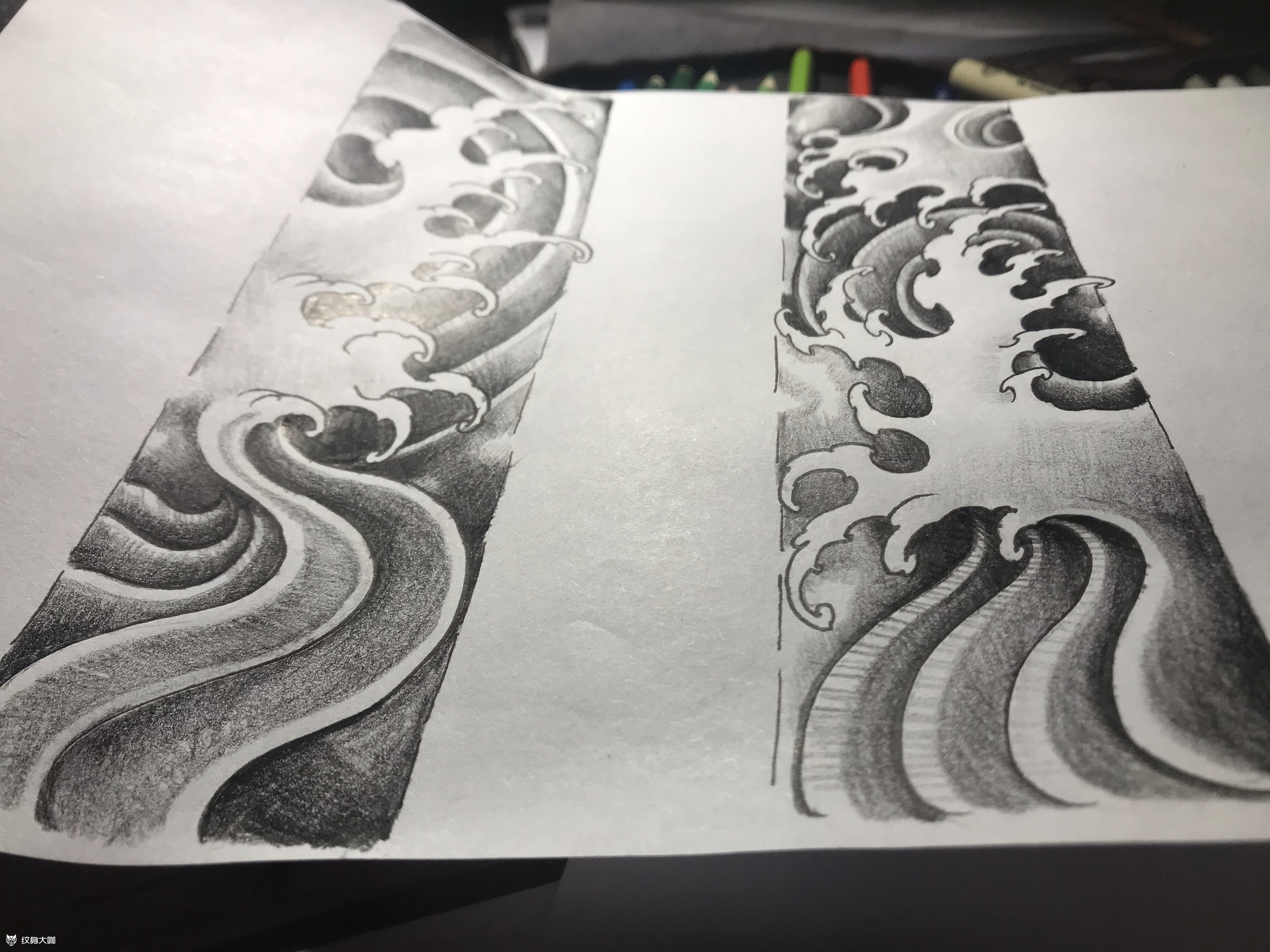 浪花的浪_纹身图案手稿图片_黄博的纹身作品集