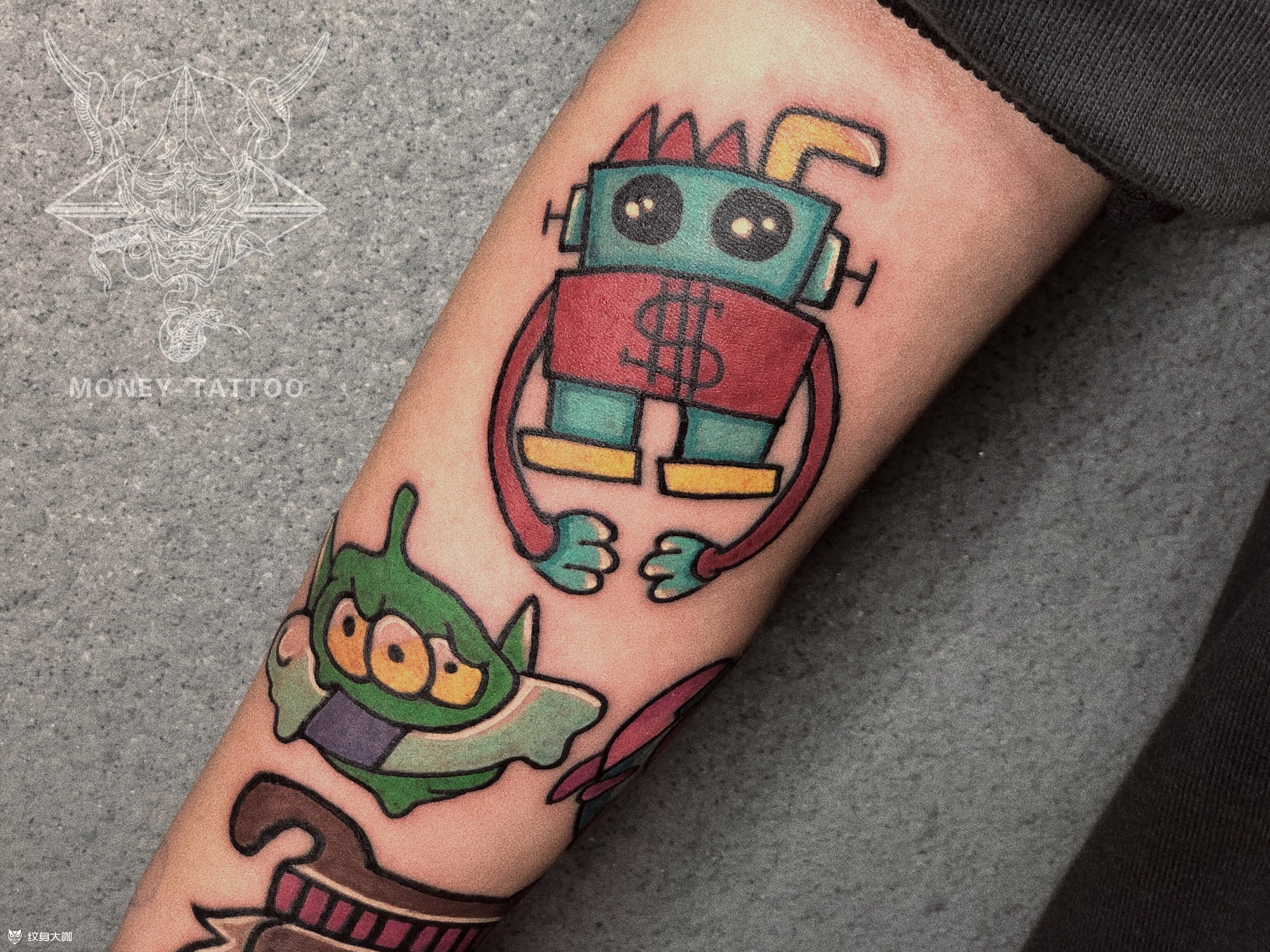 卡通主题花臂儿_纹身图案手稿图片_柠檬的纹身作品集