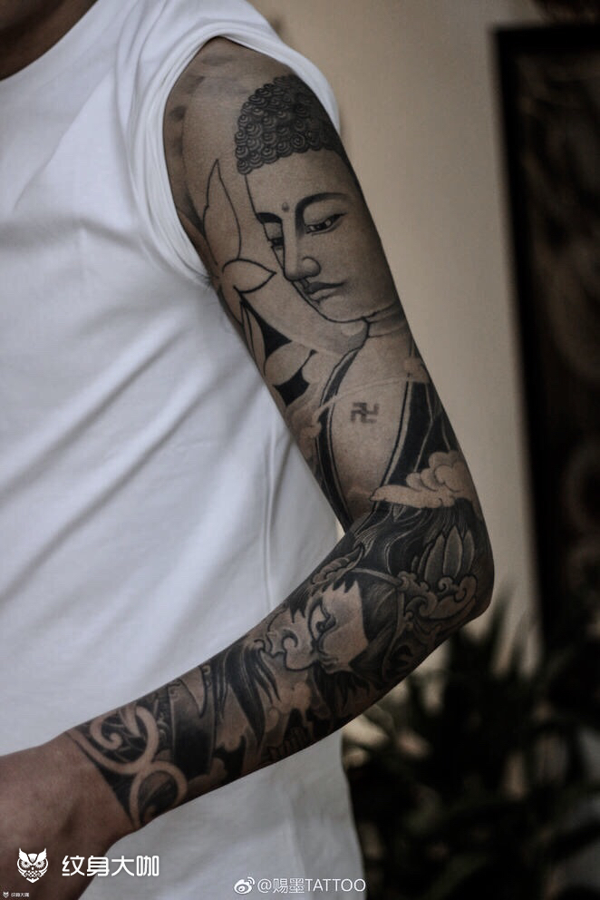花臂佛_纹身图案手稿图片_赐墨的纹身作品集