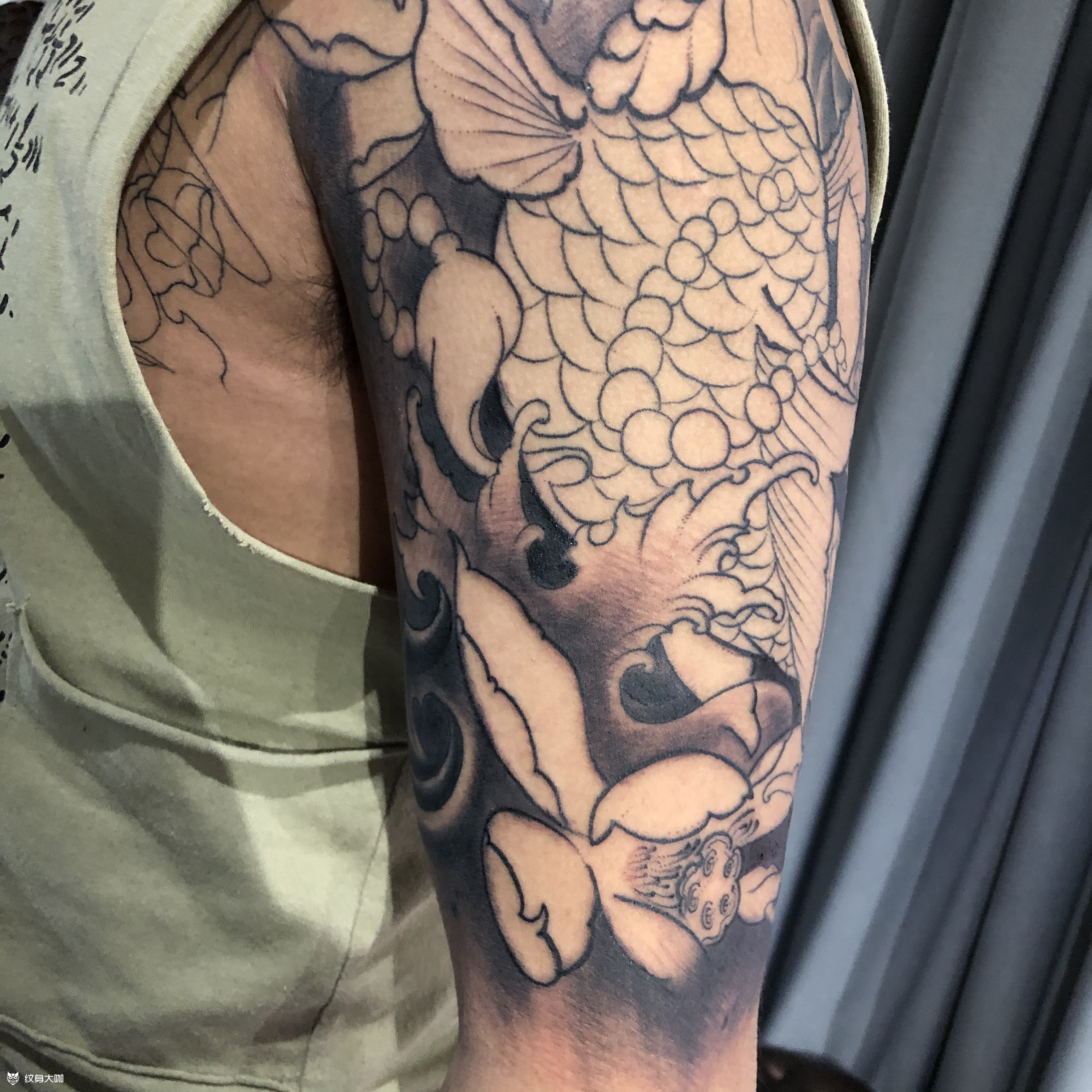 半甲未完_纹身图案手稿图片_笃段的纹身作品集