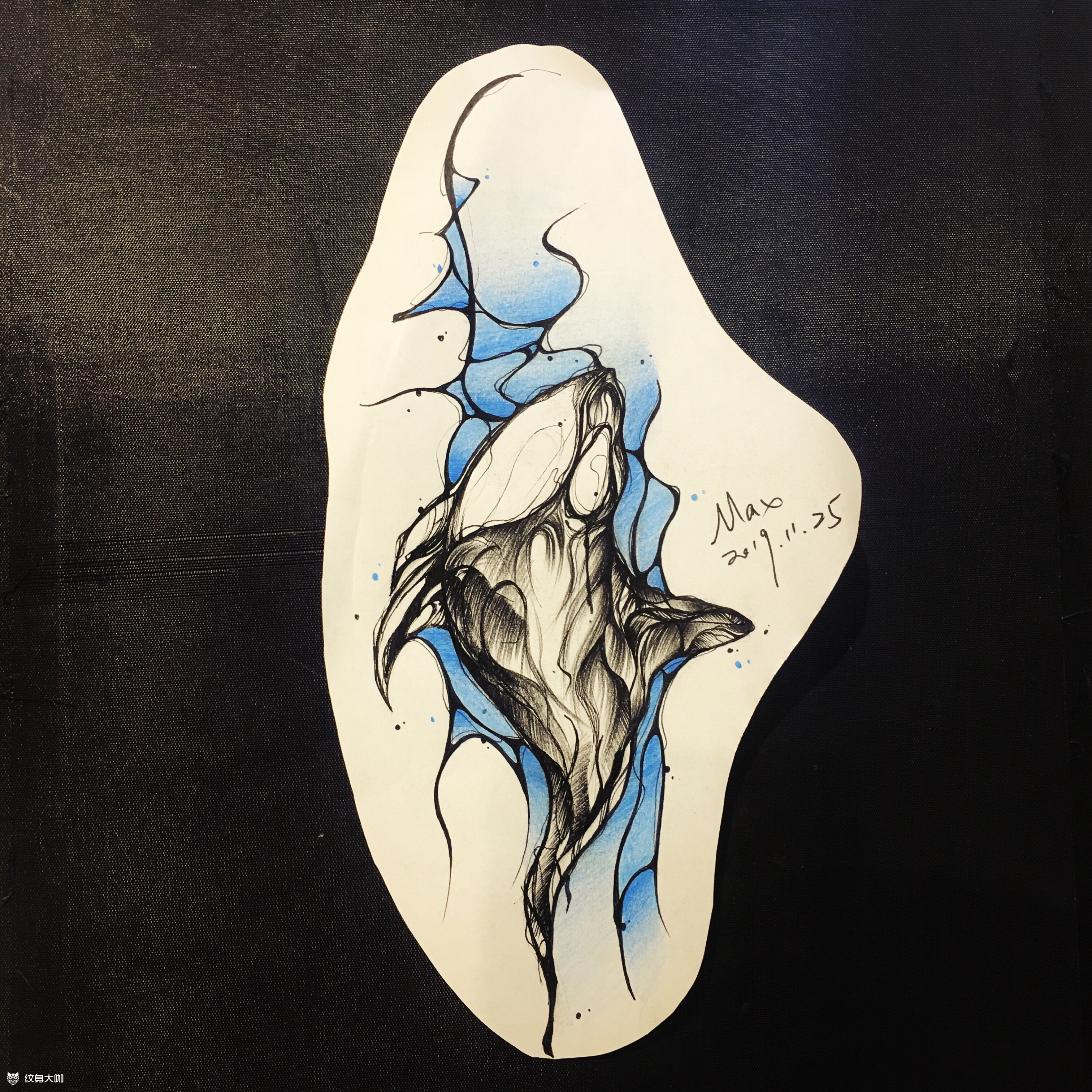 鲸鱼_纹身图案手稿图片_max的纹身作品集