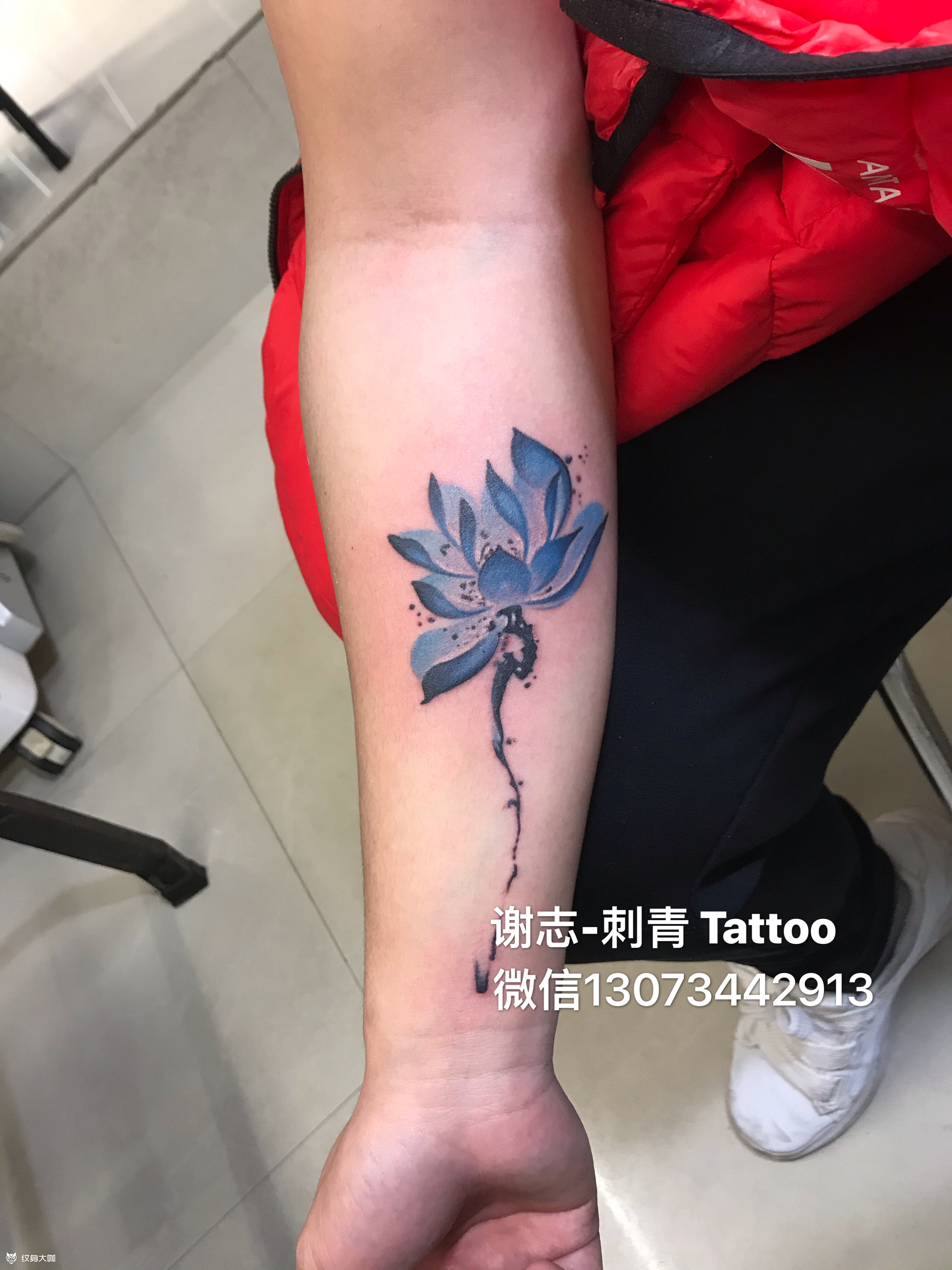 荷花_纹身图案手稿图片_谢志的纹身作品集