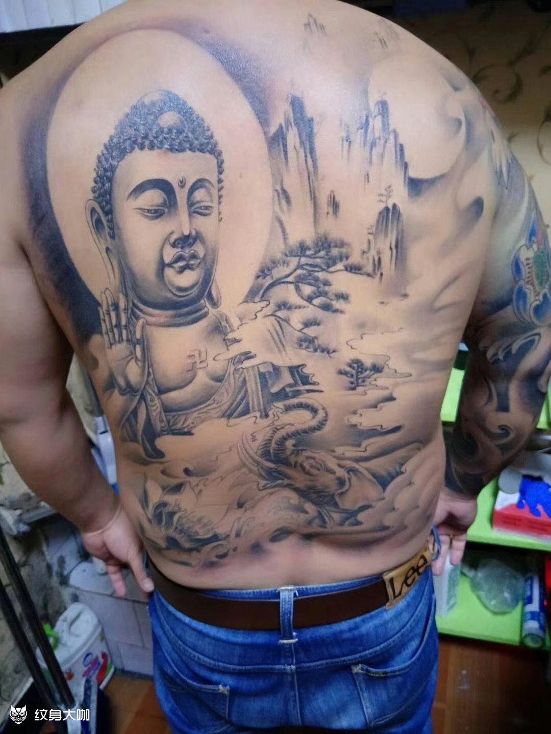 满背佛完成_纹身图案手稿图片_王永红的纹身作品集