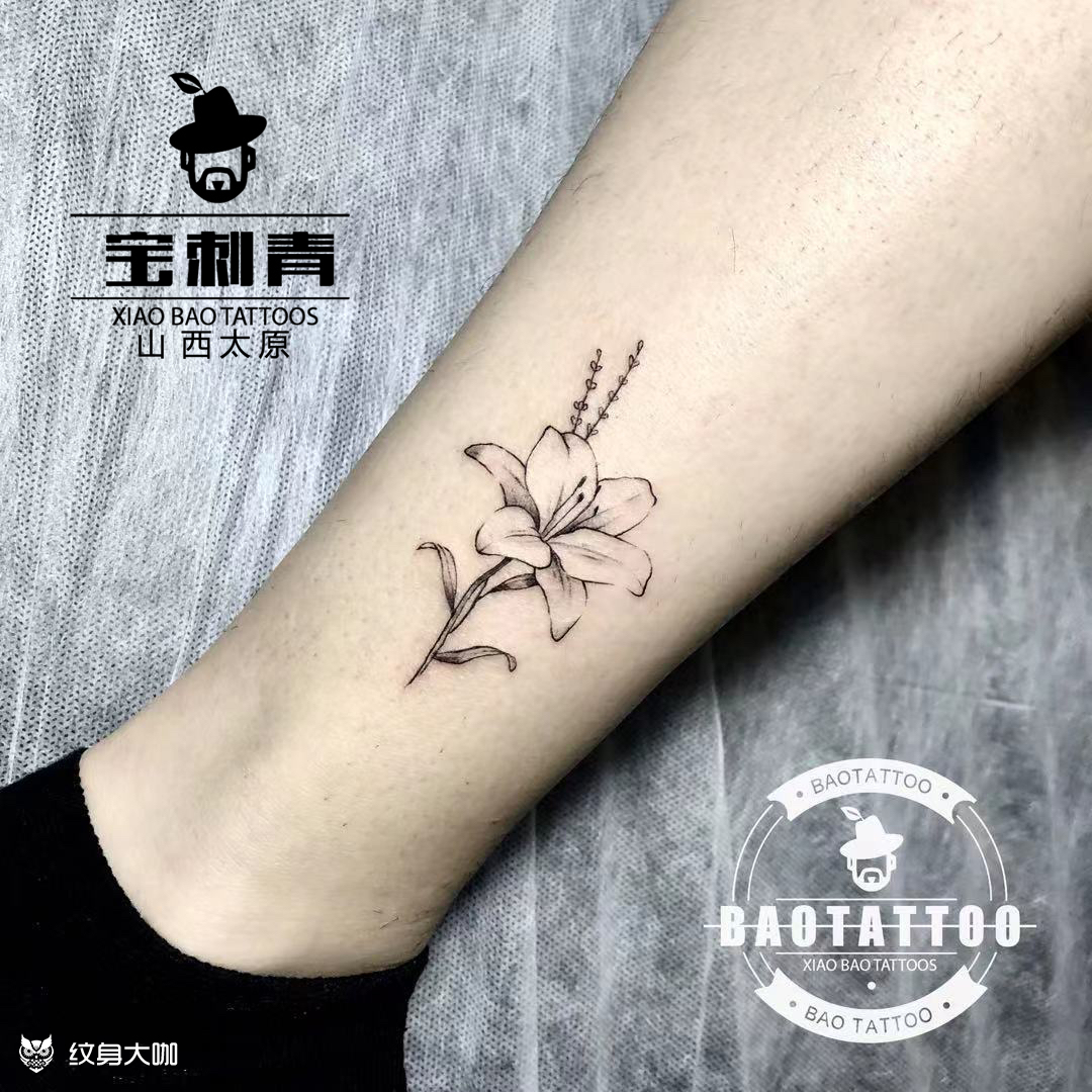 百合花_纹身图案手稿图片_小宝的纹身作品集