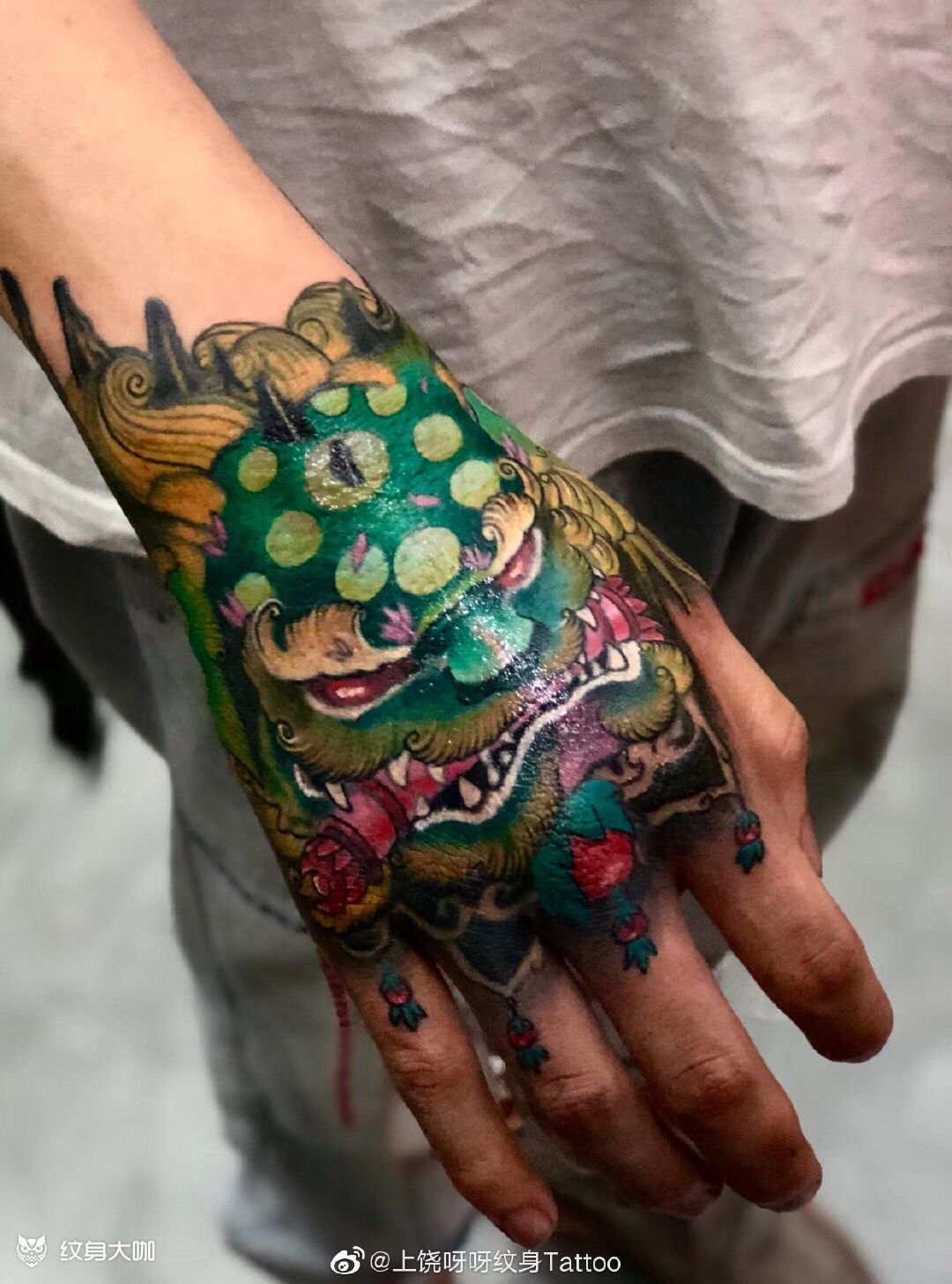 手背唐狮_纹身图案手稿图片_王志刚的纹身作品集