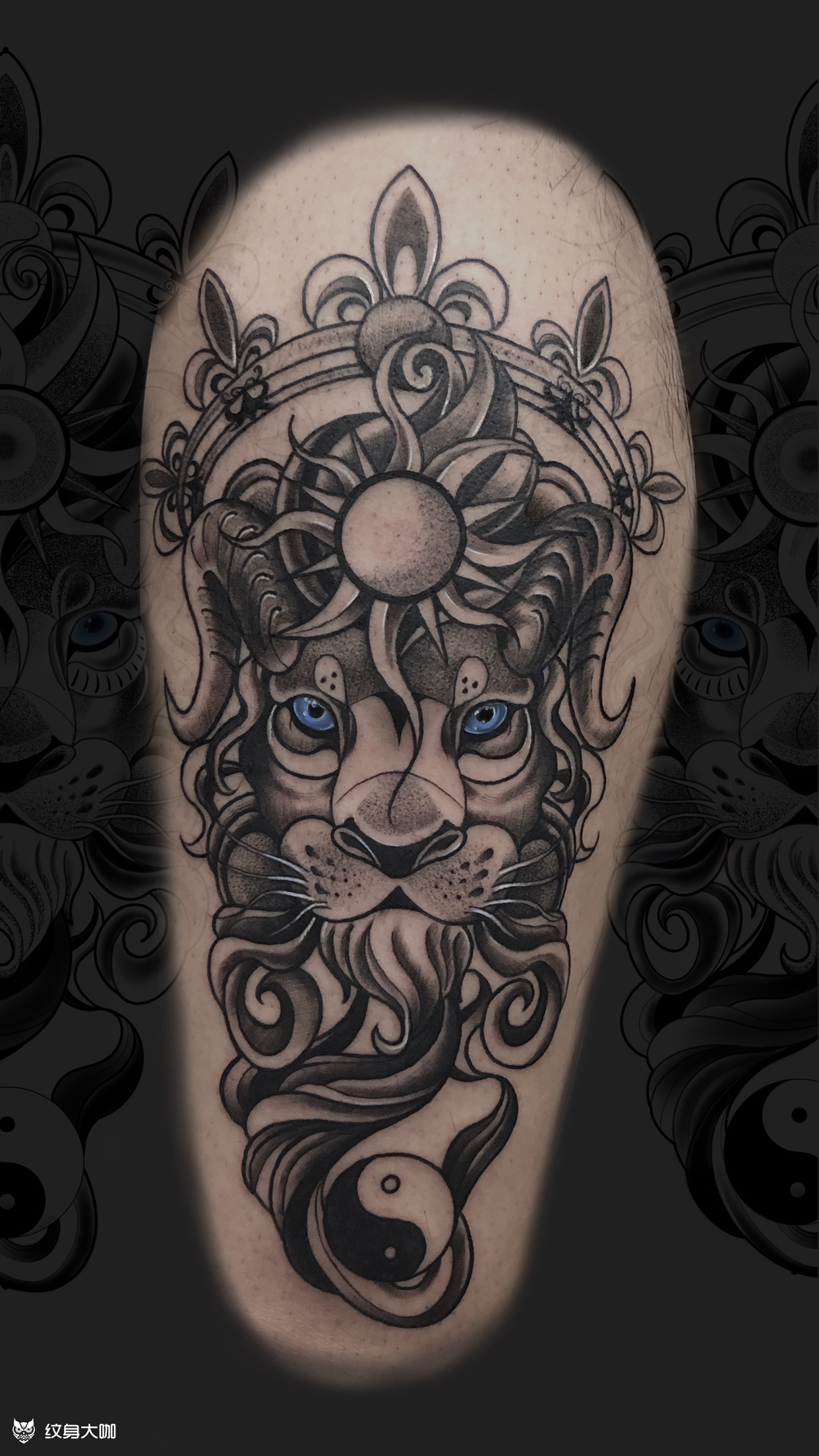 狮子座_纹身图案手稿图片_文太的纹身作品集