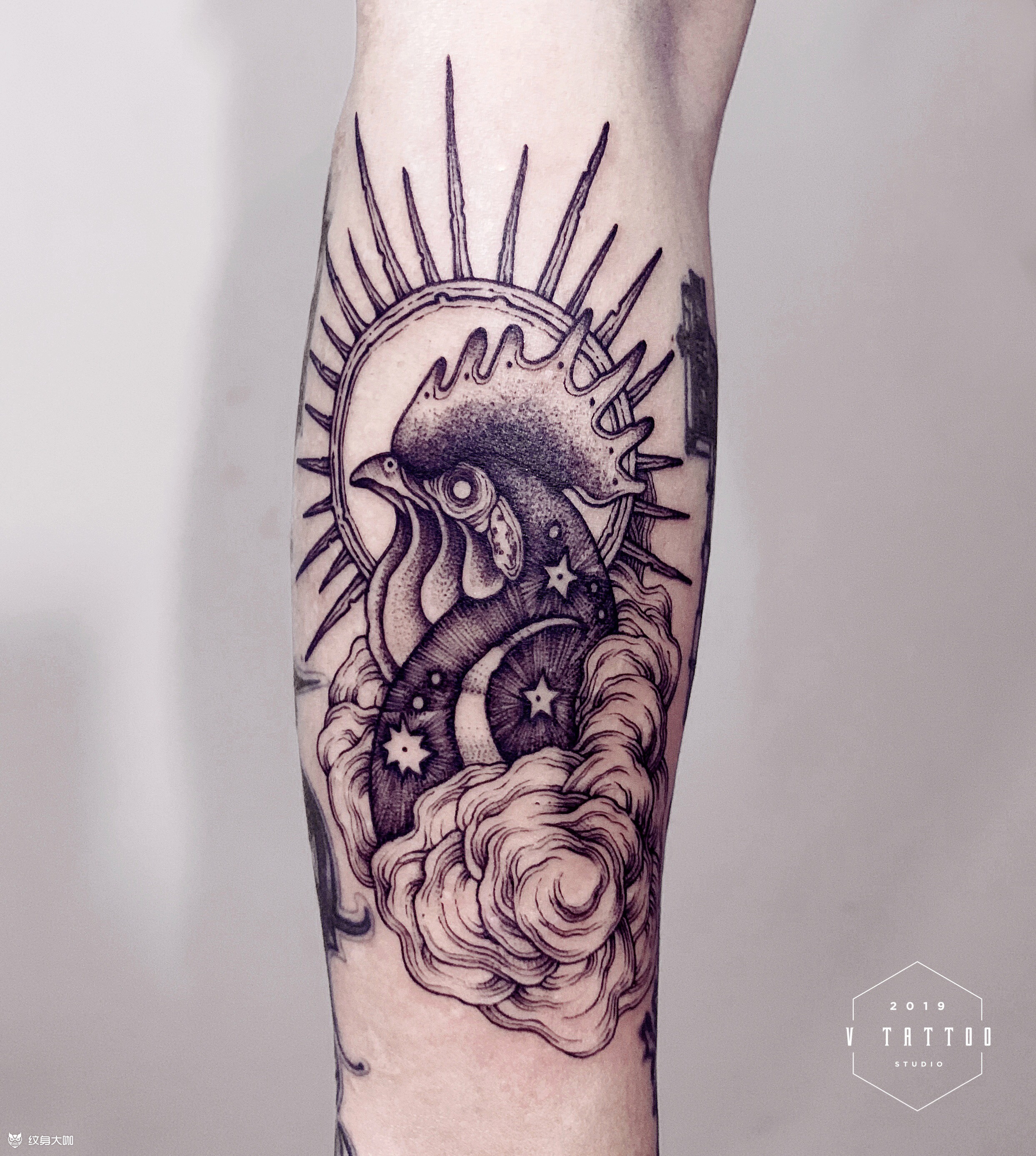 公鸡_纹身图案手稿图片_诗琰的纹身作品集
