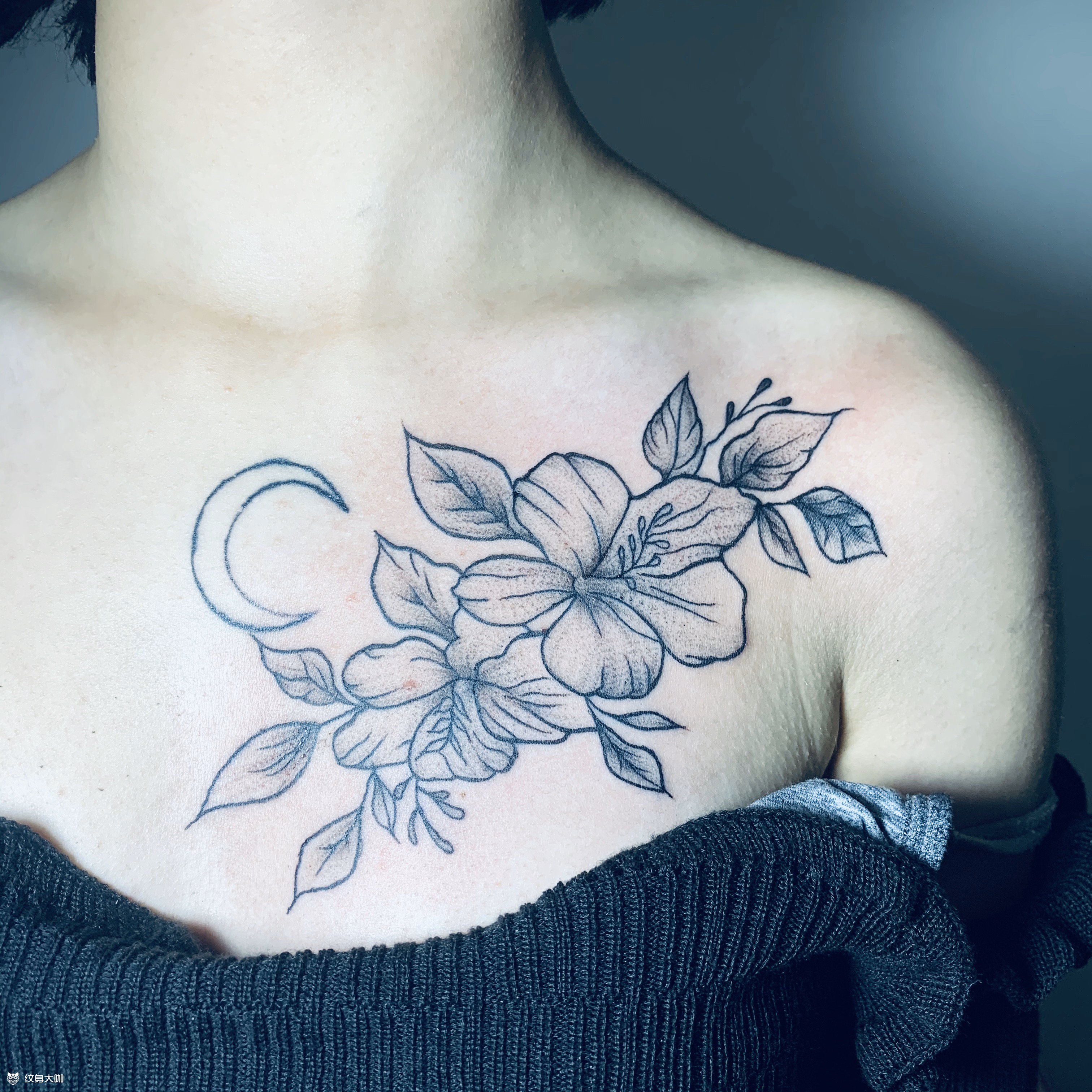 小花胸_纹身图案手稿图片_韩涛的纹身作品集