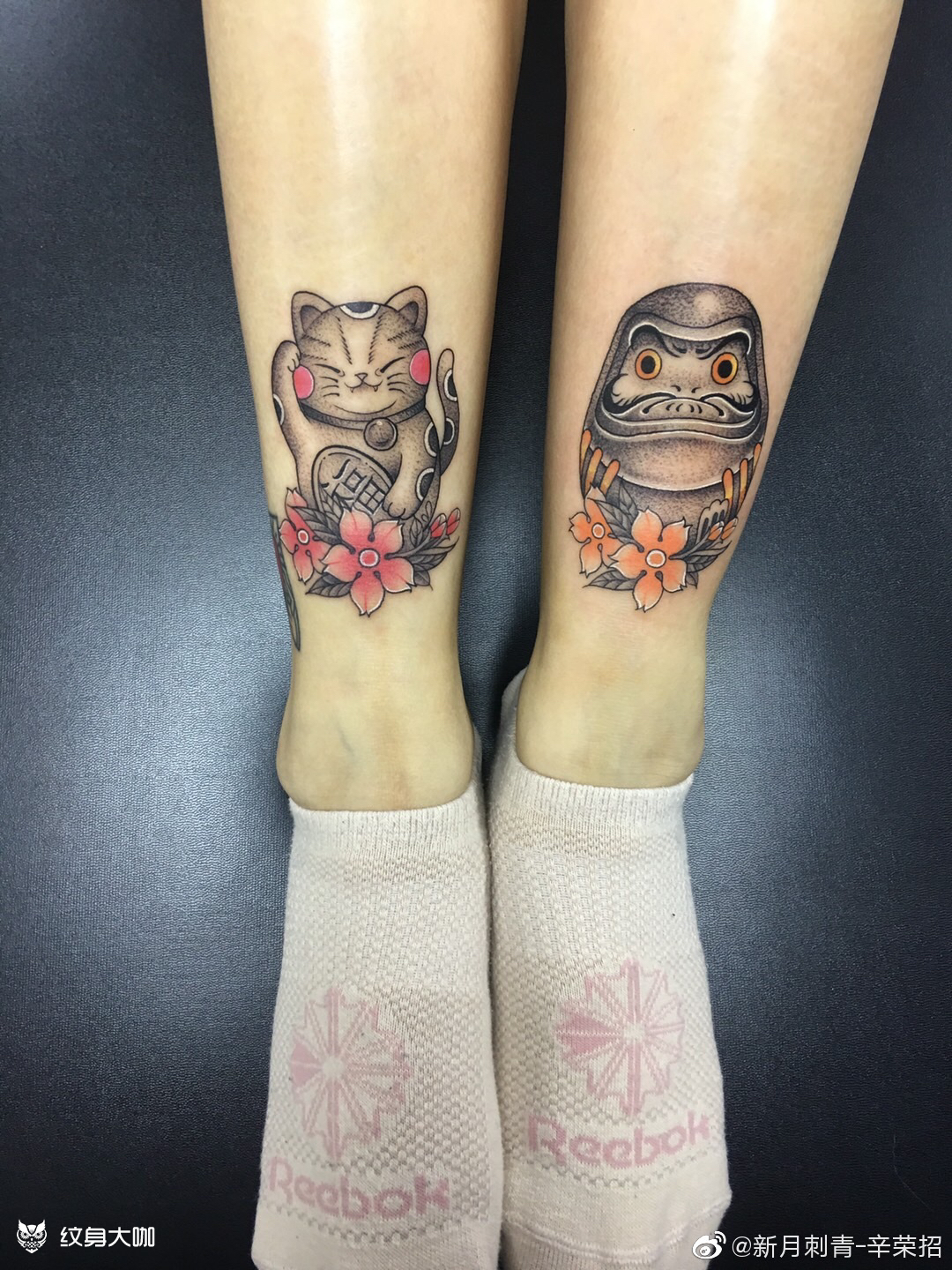 招财猫达摩蛋_纹身图案手稿图片_辛师傅的纹身作品集