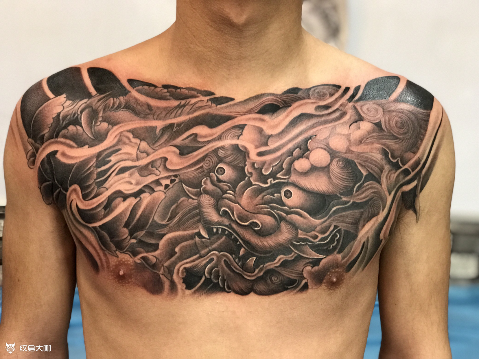 花胸唐狮_纹身图案手稿图片_孙建东的纹身作品集