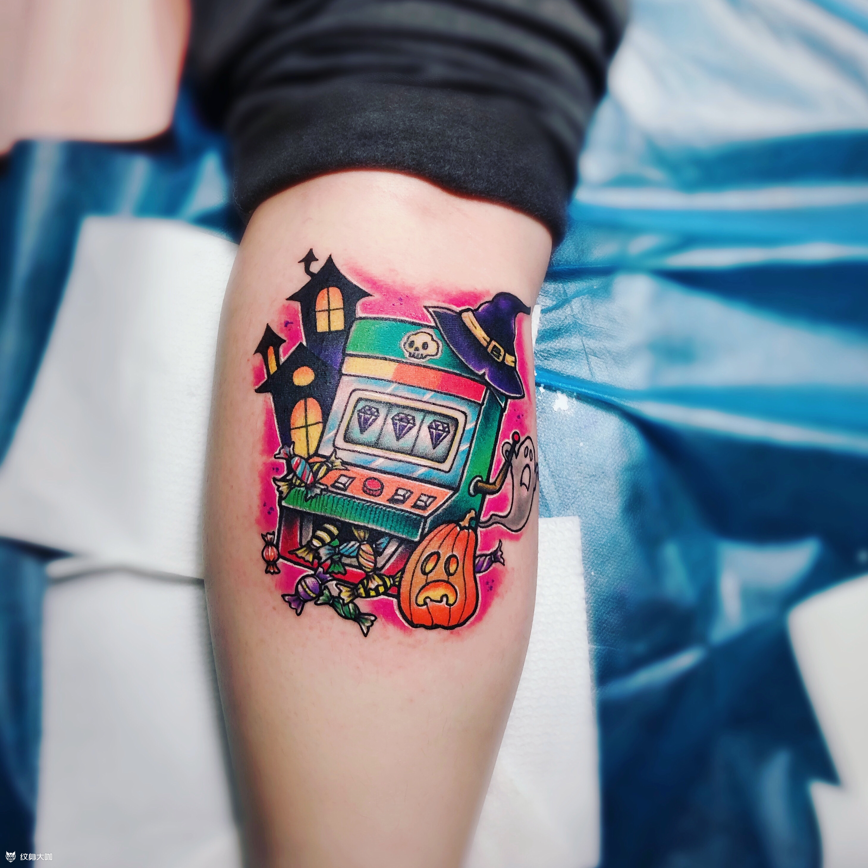 万圣节老虎机_纹身图案手稿图片_康志刚的纹身作品集