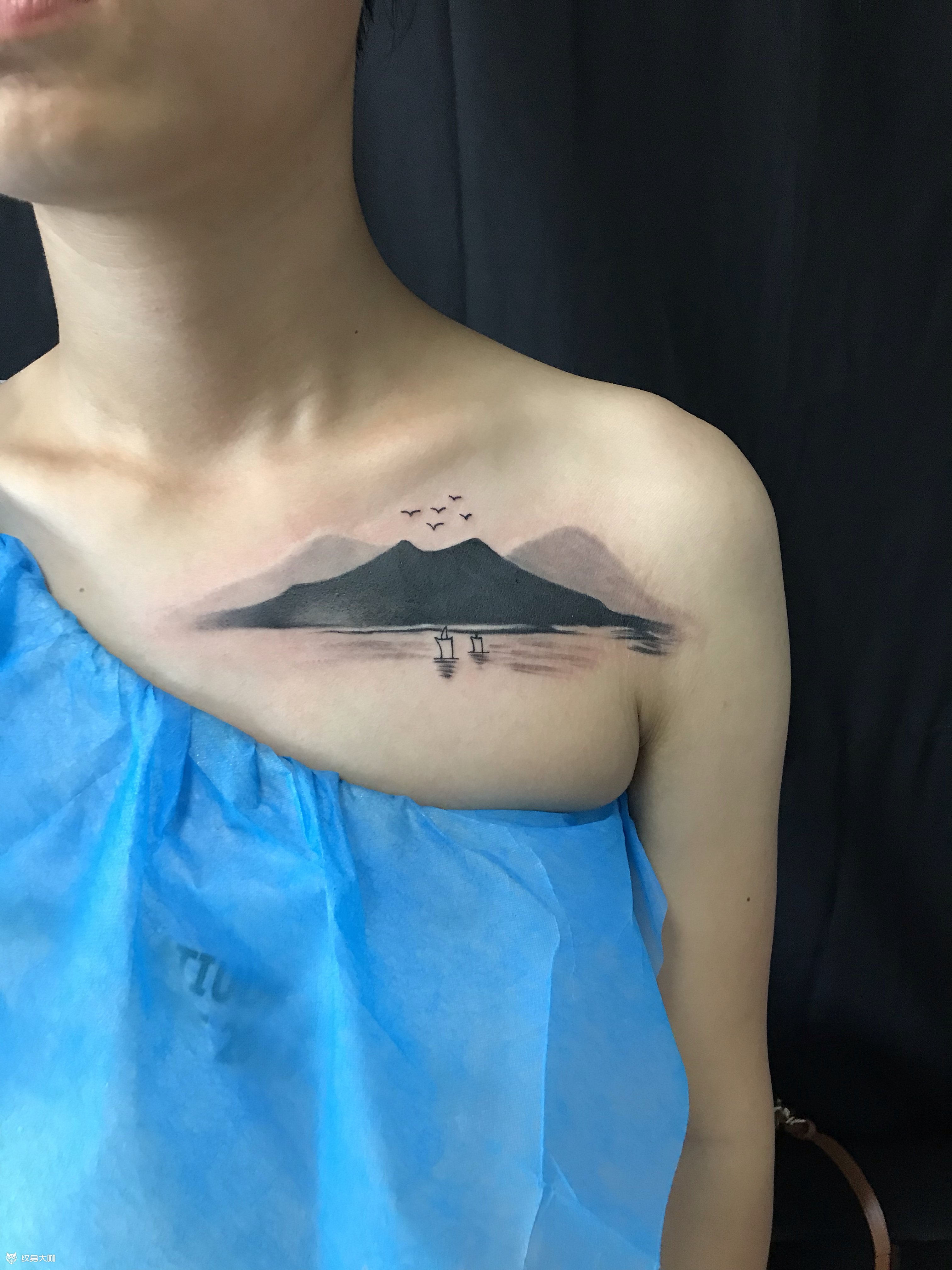 山水,遮盖对象名字_纹身图案手稿图片_梵华的纹身作品集