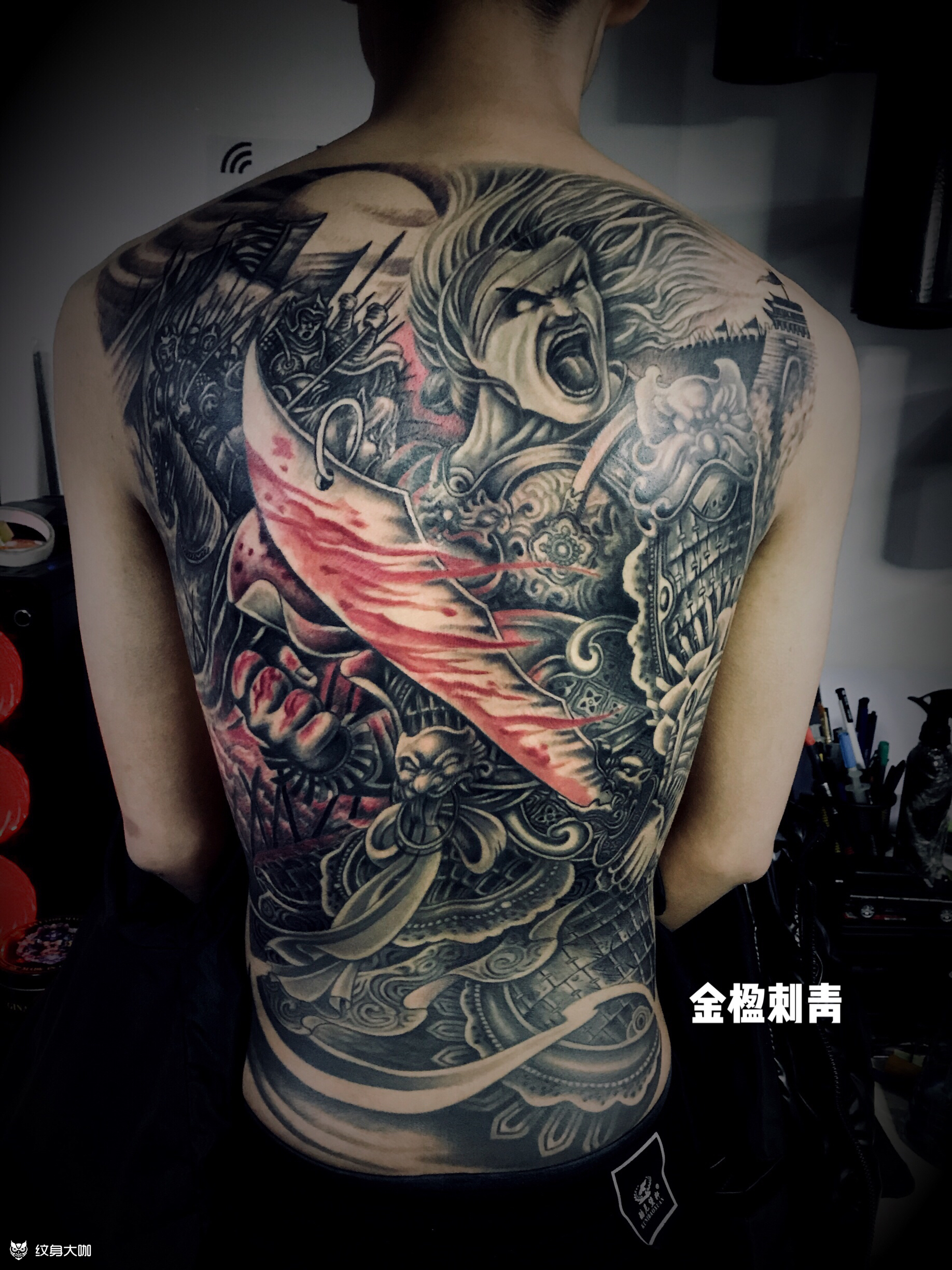 满背杀神白起_纹身图案手稿图片_于浩的纹身作品集