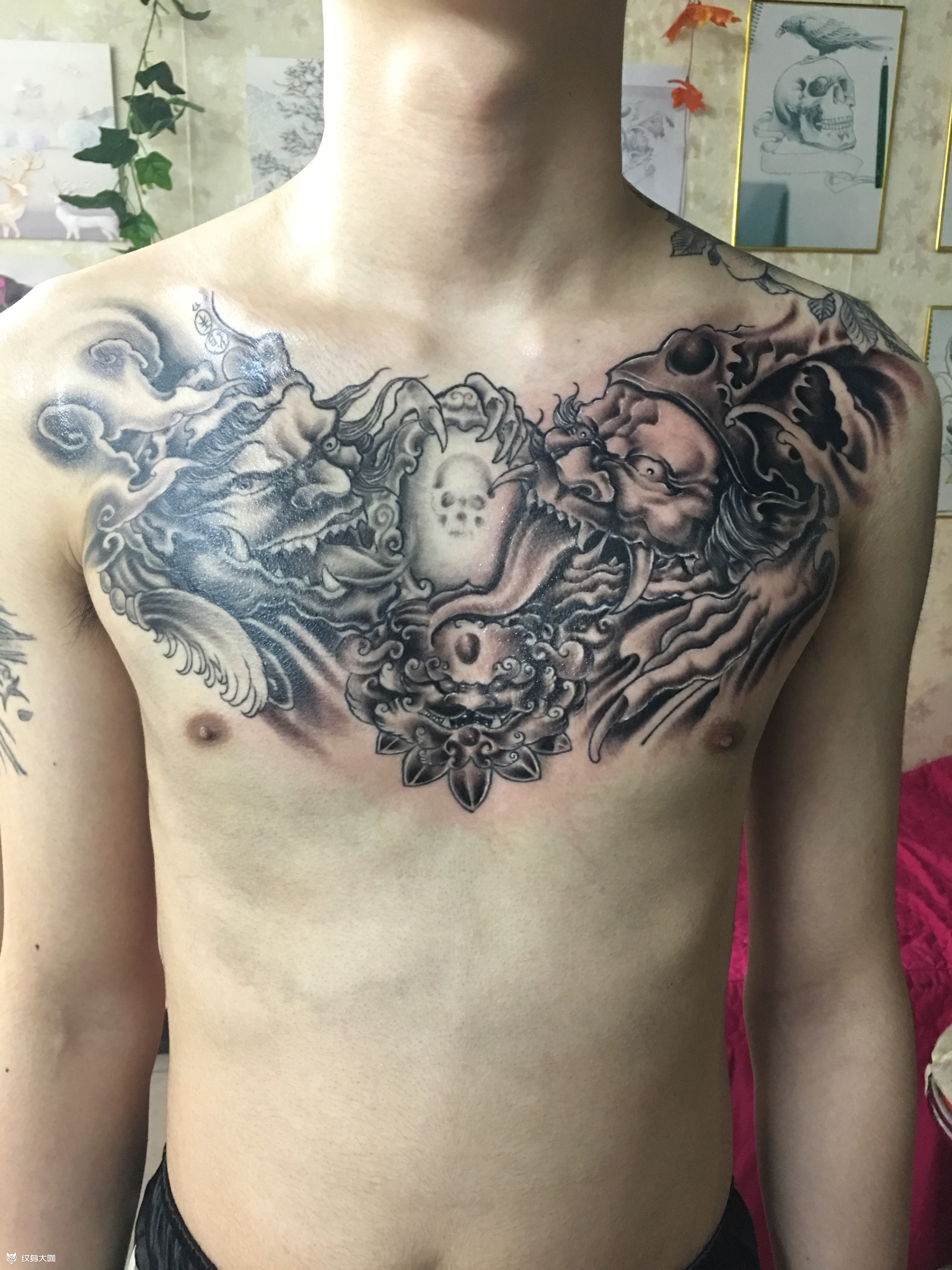 花胸黑白无常_纹身图案手稿图片_寒泉纹绣的纹身作品集