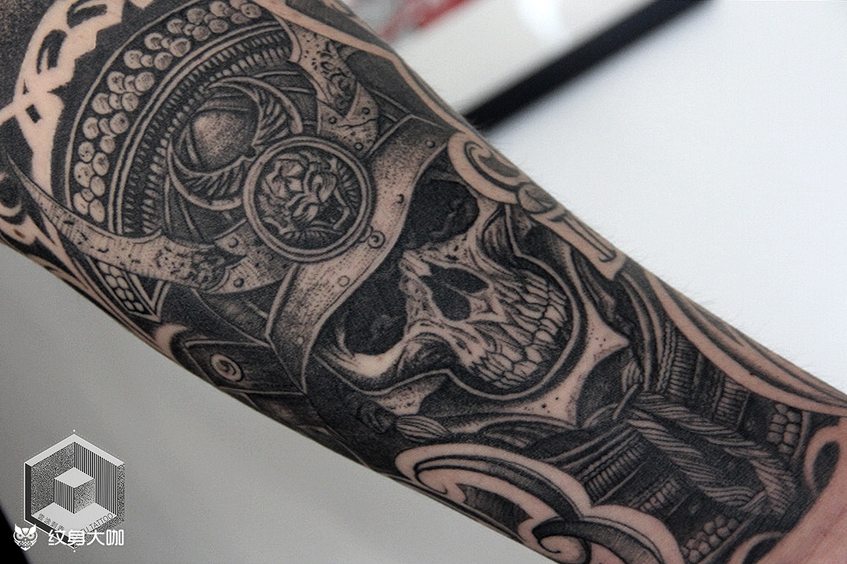 暗黑武士骷髅92恢复后_纹身图案手稿图片_程程joy的纹身作品集