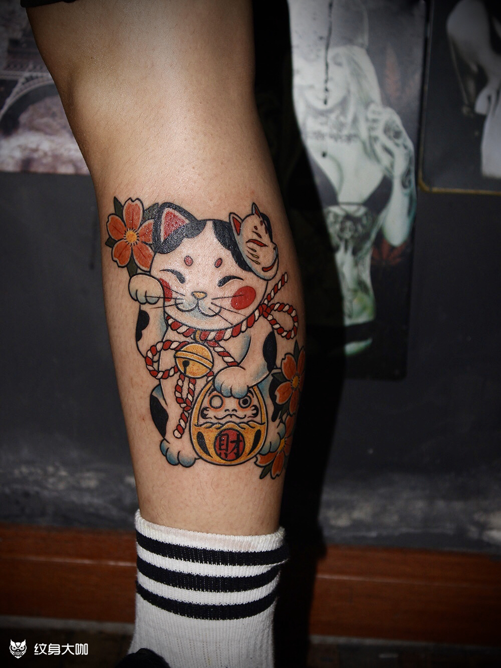 招财猫_纹身图案手稿图片_朱训东的纹身作品集