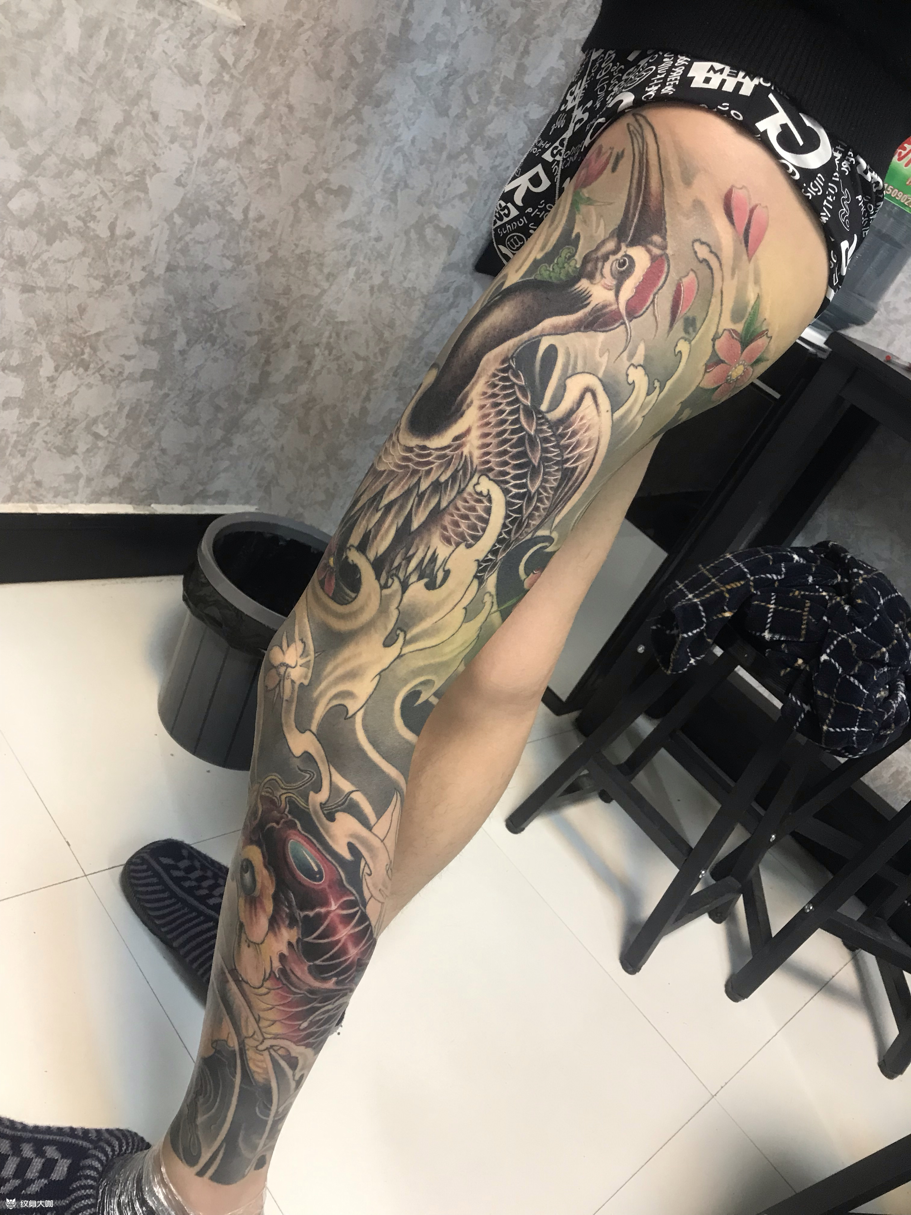 花腿_纹身图案手稿图片_靳秋生的纹身作品集