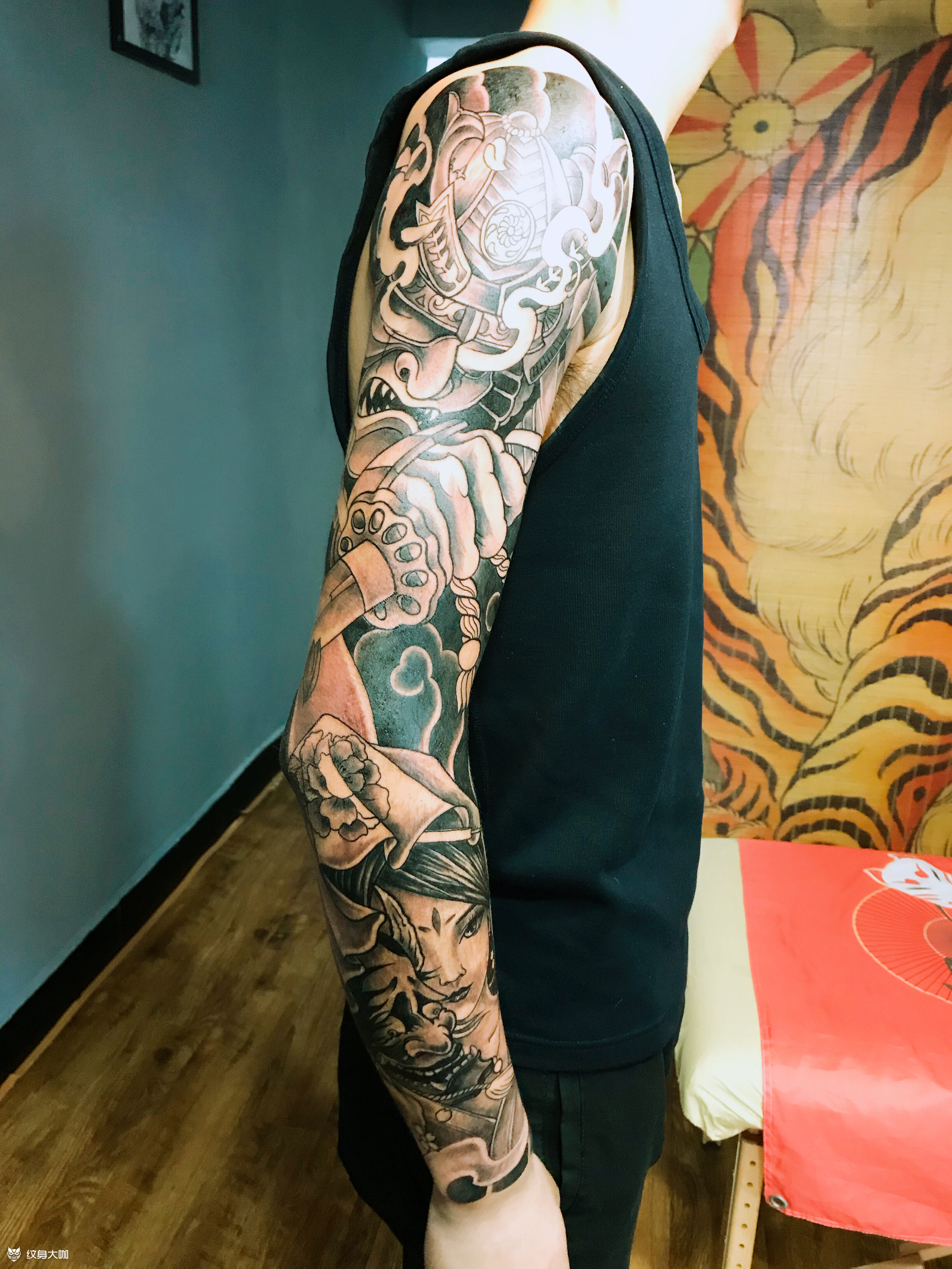 武士艺妓花臂_纹身图案手稿图片_如,的纹身作品集