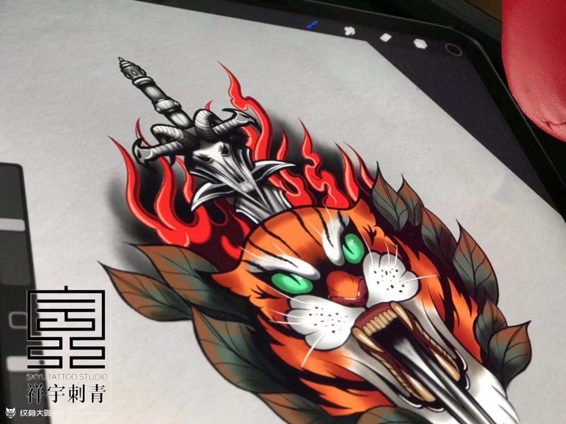 老虎手稿_纹身图案手稿图片_tao的纹身作品集