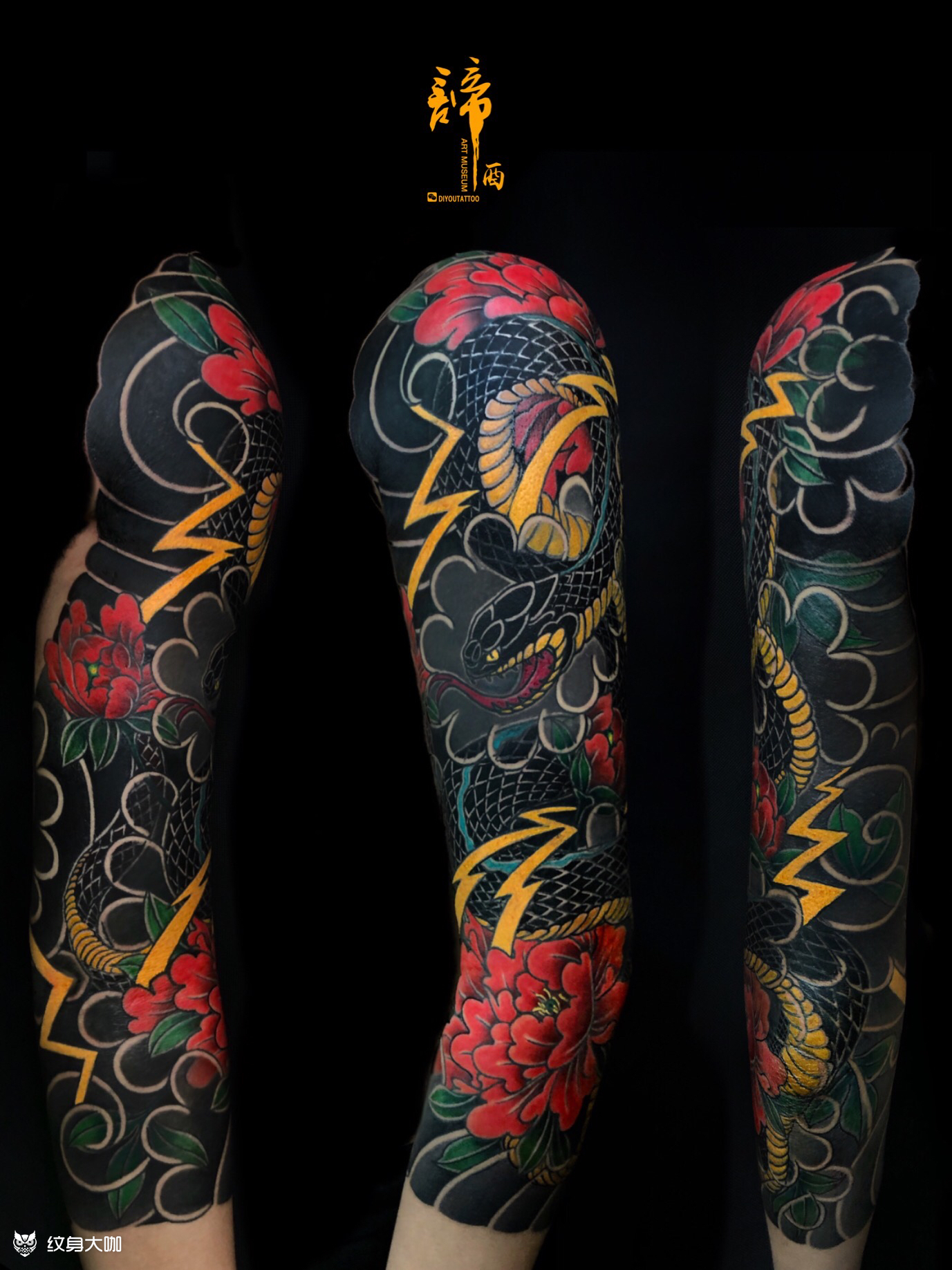 老传统牡丹花蛇七分袖