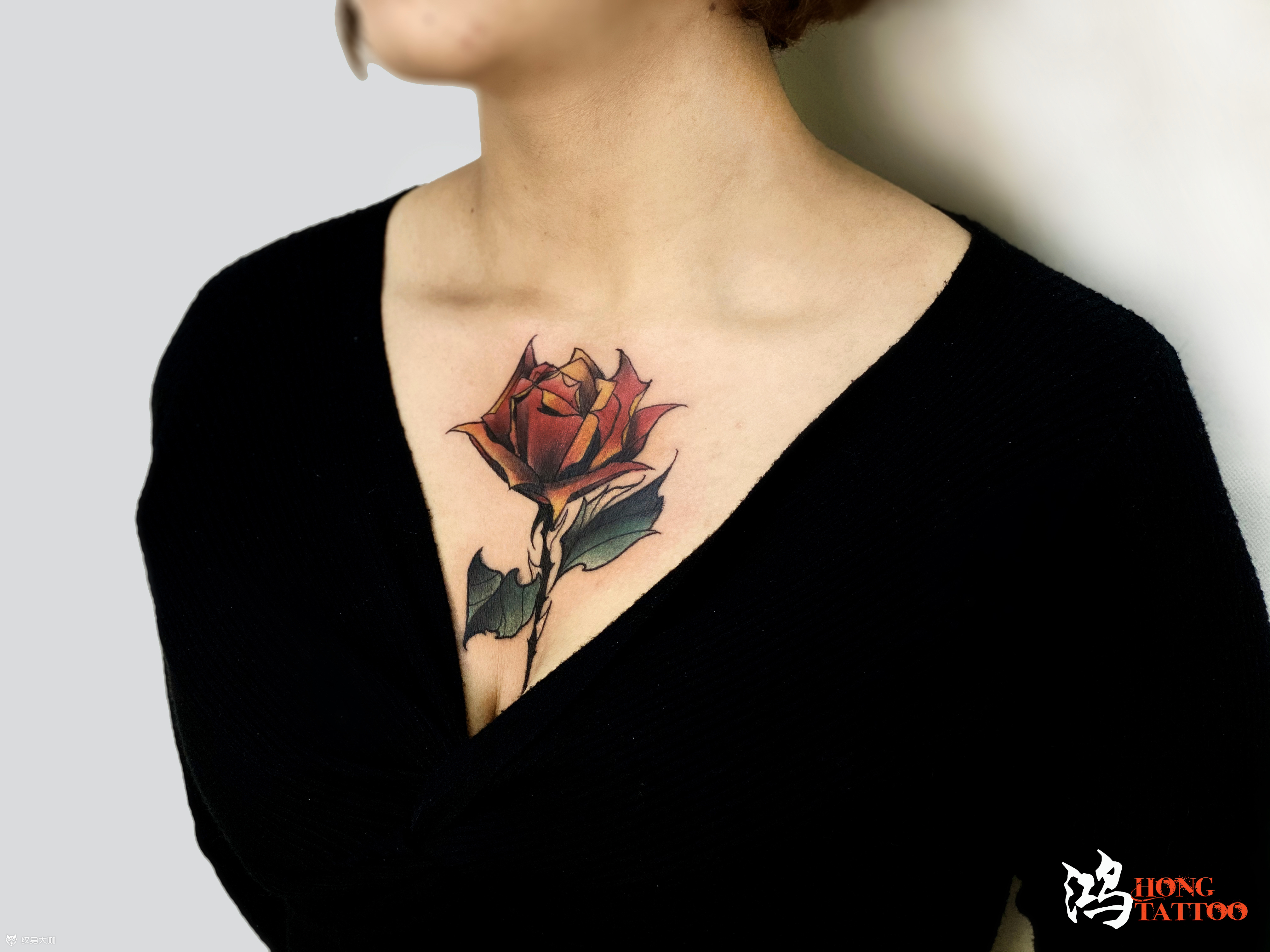 胸花玫瑰_纹身图案手稿图片_lk的纹身作品集