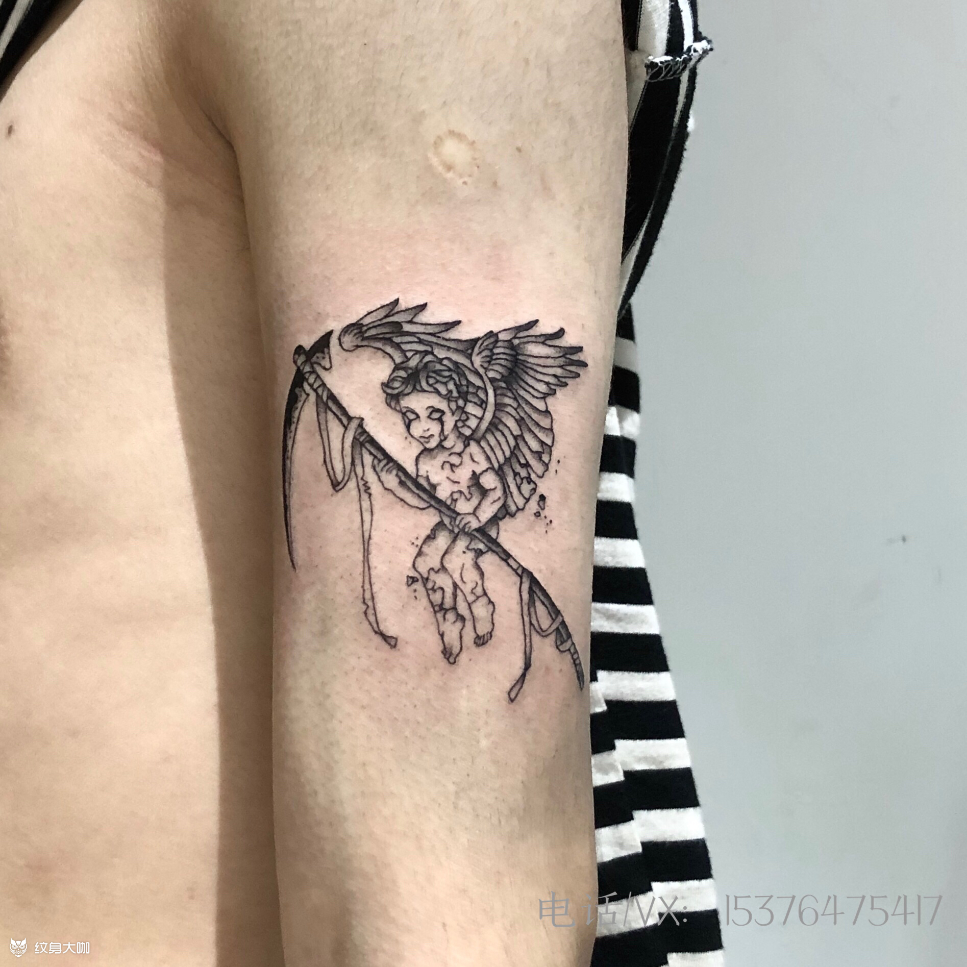 拿镰刀的天使_纹身图案手稿图片_颜安的纹身作品集