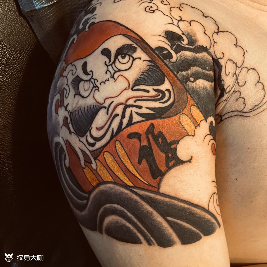 达摩(未完成)_纹身图案手稿图片_国佳的纹身作品集