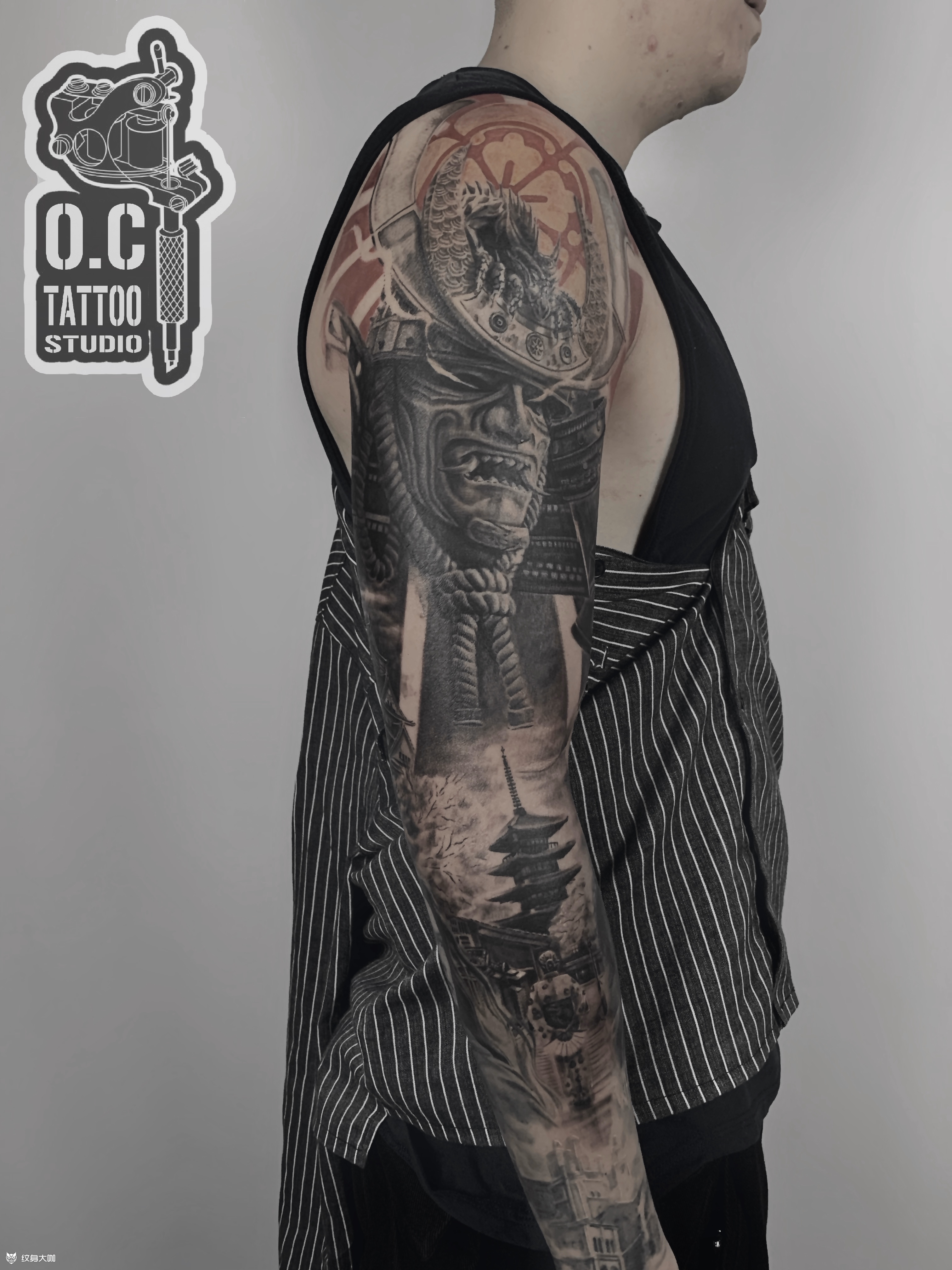 武士接花臂_纹身图案手稿图片_luke的纹身作品集