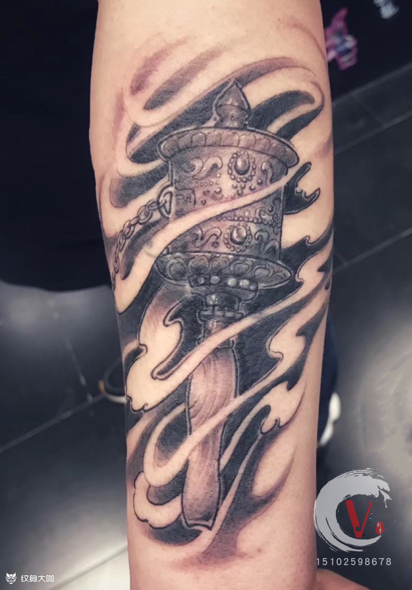 降魔杵(遮盖)_纹身图案手稿图片_小伟的纹身作品集