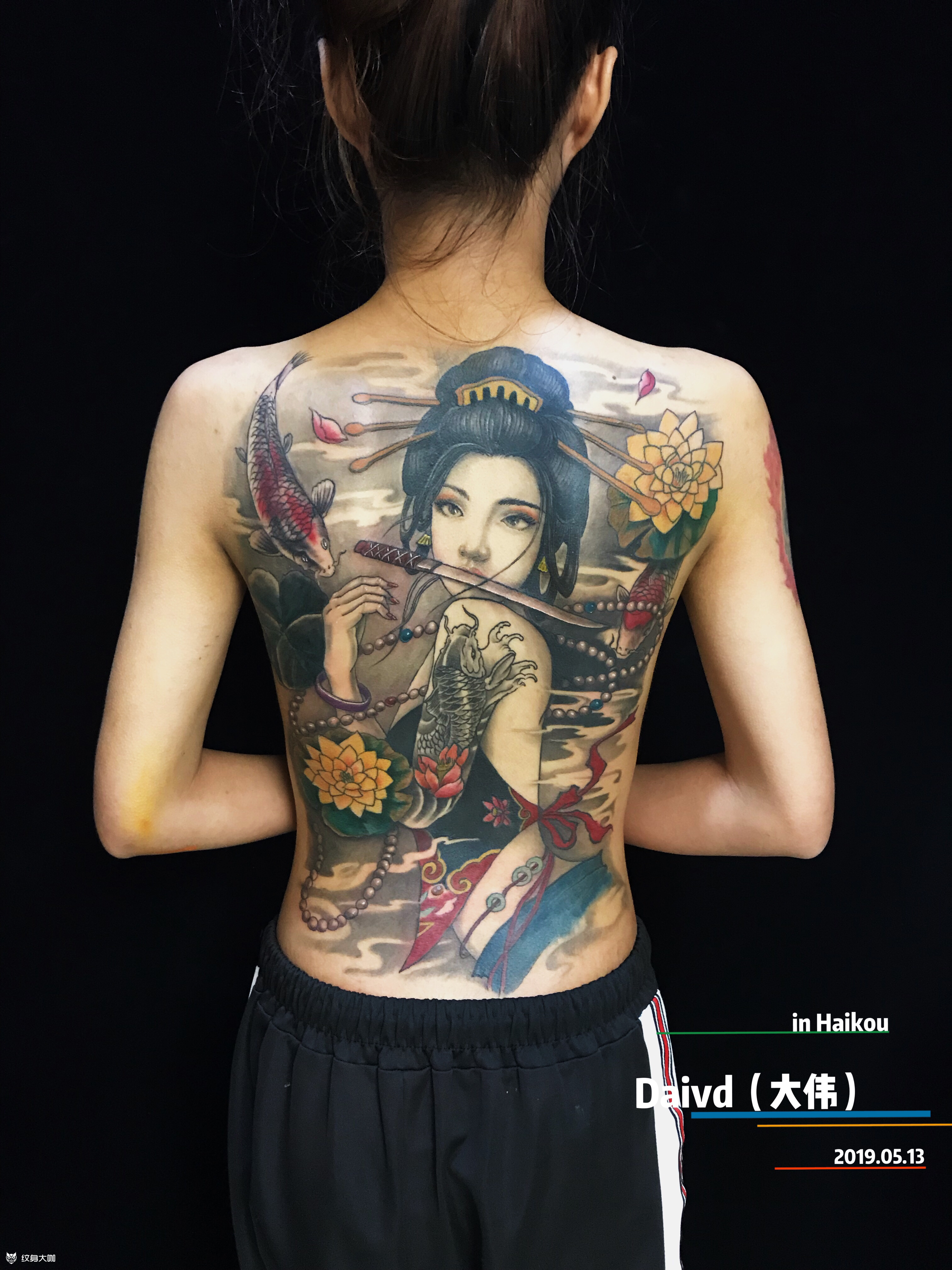 满背艺伎_纹身图案手稿图片_吕殿金的纹身作品集