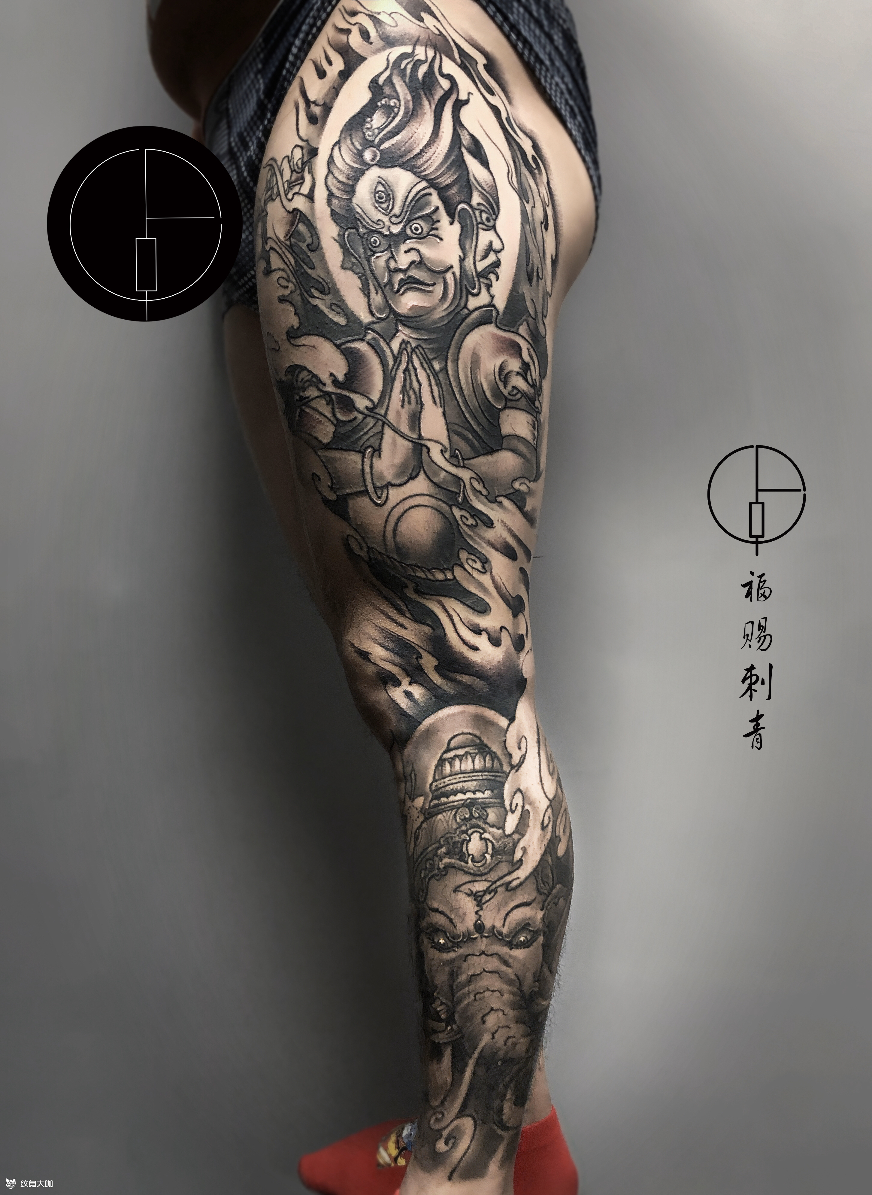 传统花腿_纹身图案手稿图片_洪佳福的纹身作品集
