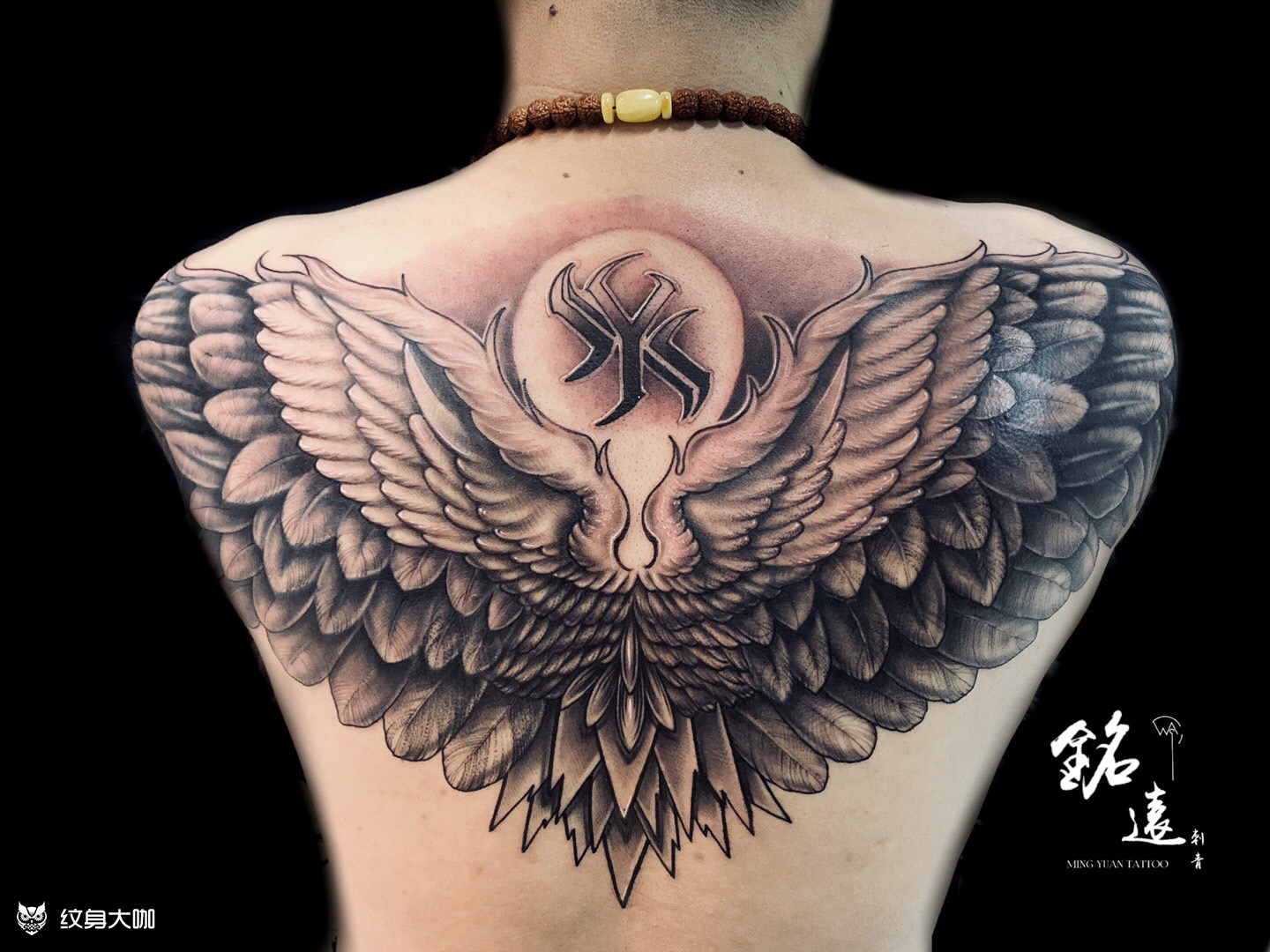 遮盖翅膀_纹身图案手稿图片_殷明硕的纹身作品集