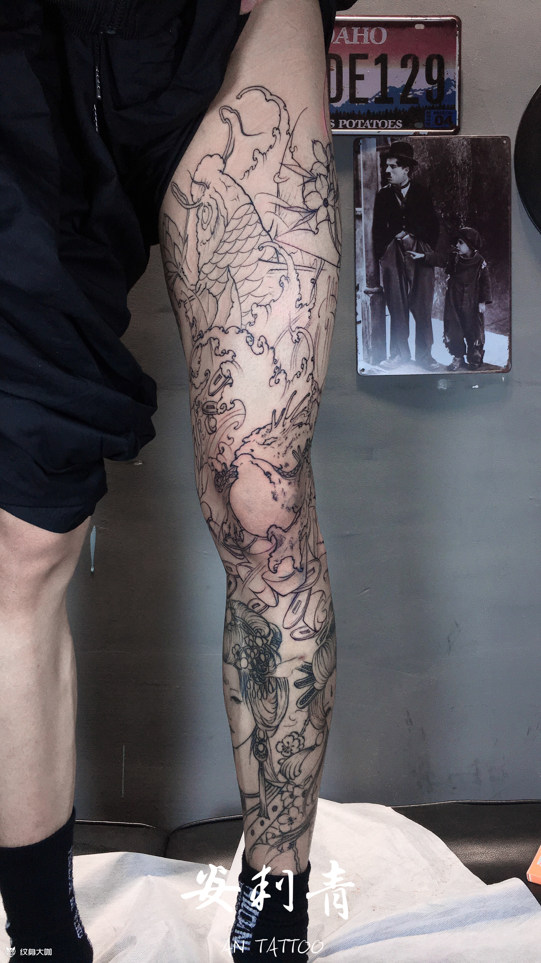 花腿_纹身图案手稿图片_陈纯杰的纹身作品集